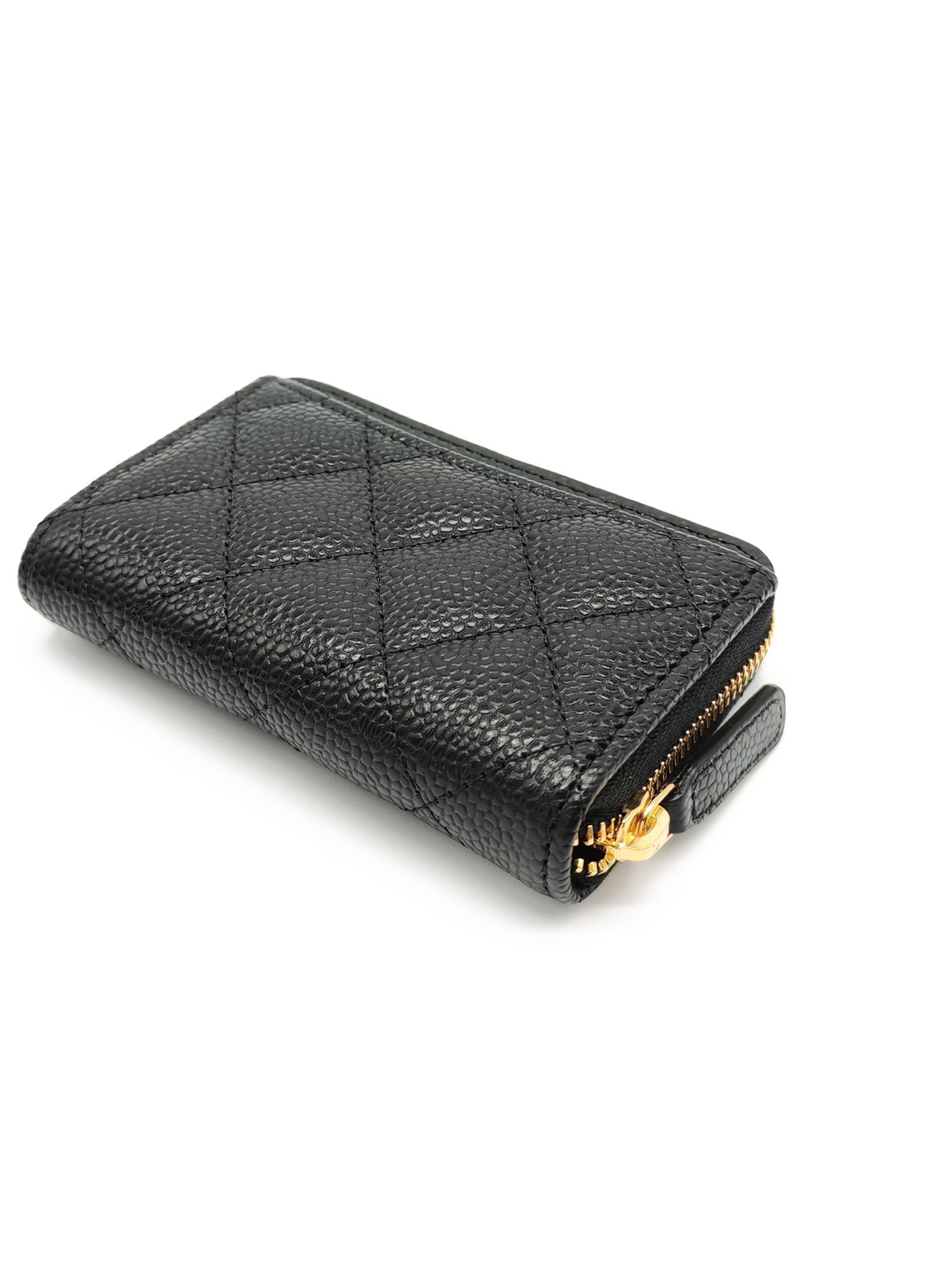 Classic Zipped Coin Purse/Card Holder in Black Caviar Leather & Gold Hardware Microchip C1K993A9 | Purse Maison Luxury Bags Shop