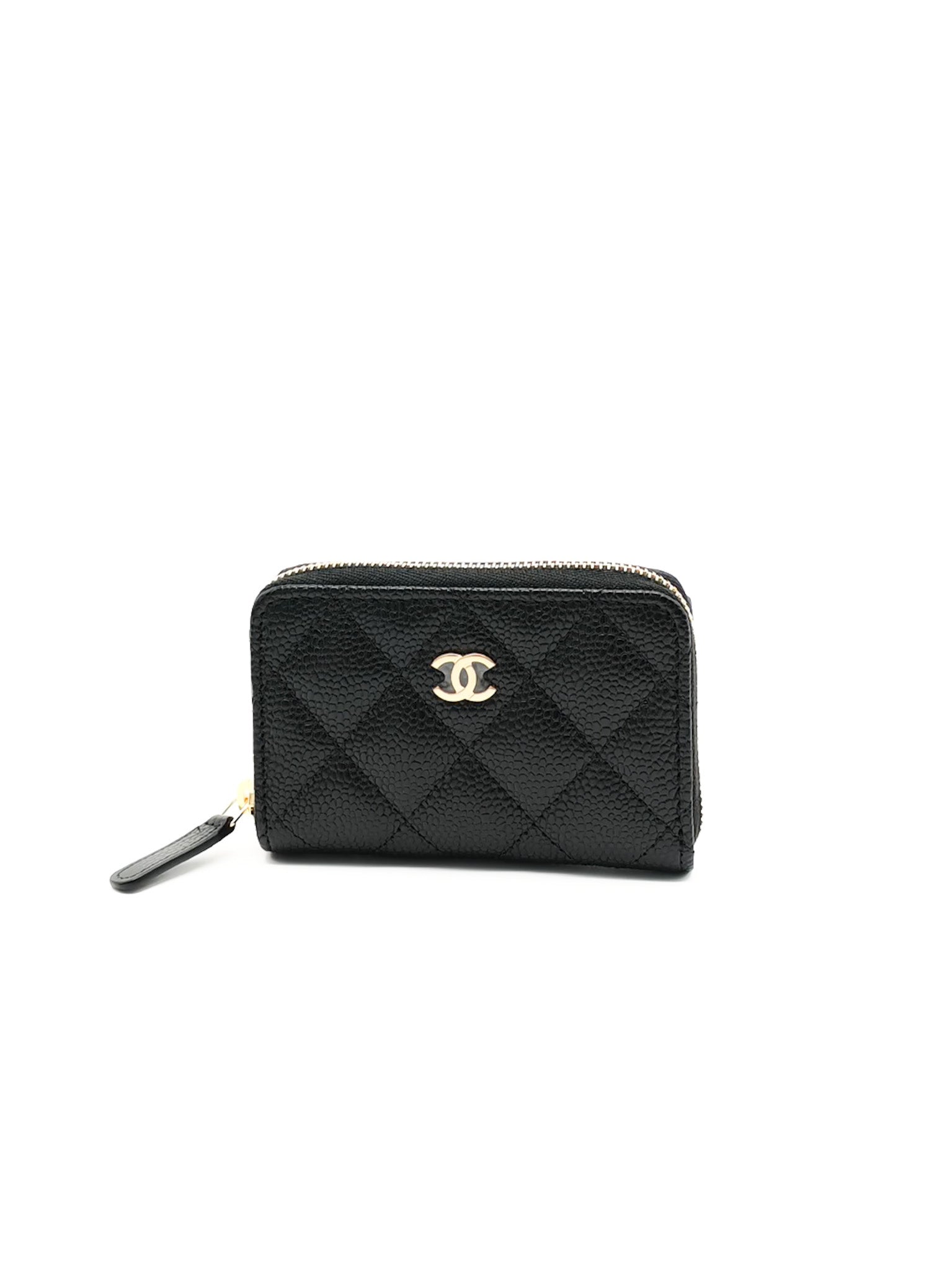 Classic Zipped Coin Purse/Card Holder in Black Caviar Leather & Gold Hardware Microchip C1K993A9 | Purse Maison Luxury Bags Shop