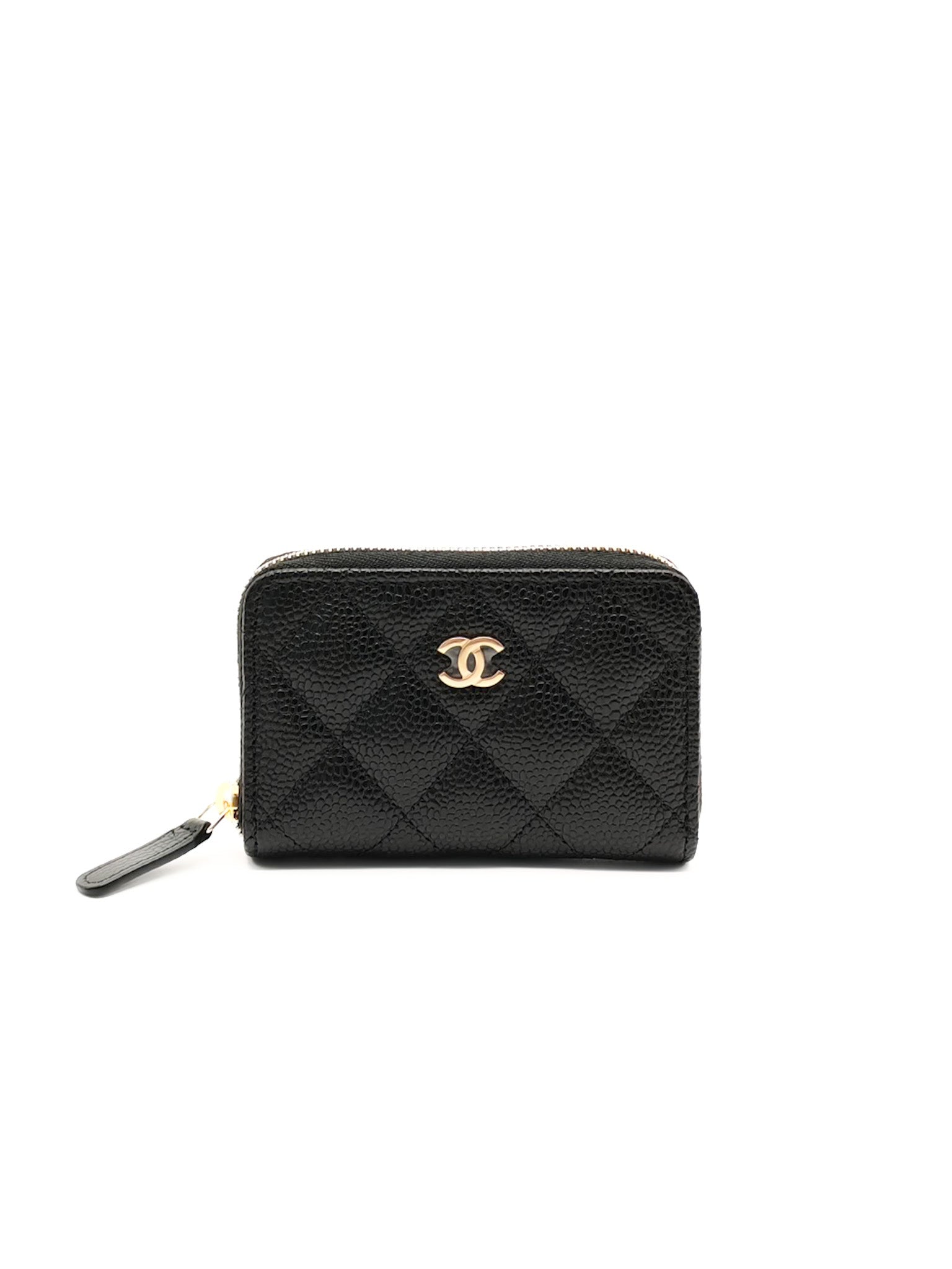 Classic Zipped Coin Purse/Card Holder in Black Caviar Leather & Gold Hardware Microchip C1K993A9 | Purse Maison Luxury Bags Shop
