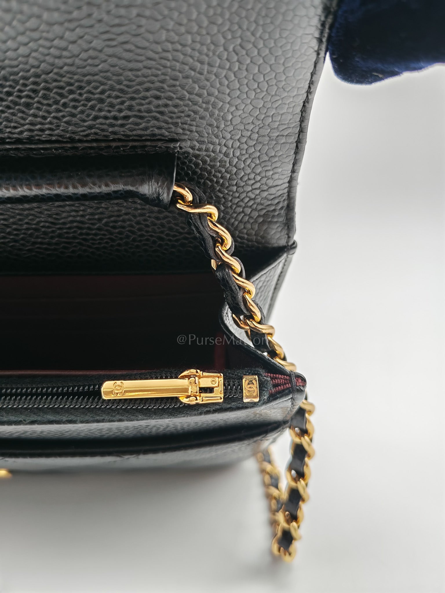Classic Wallet on Chain (WOC) in Black Caviar Leather Gold Hardware (Series 29)