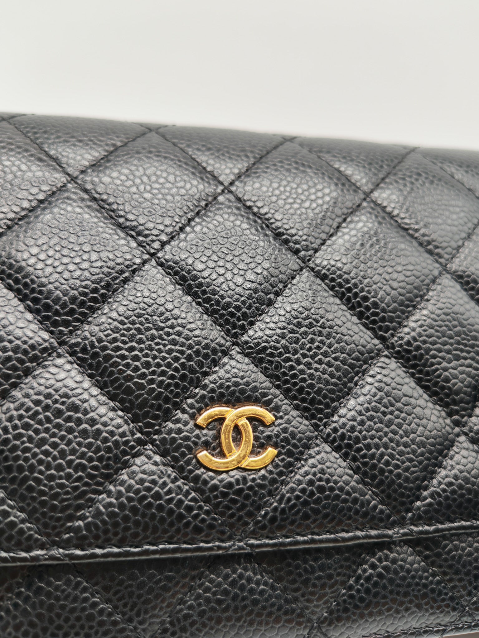 Classic Wallet on Chain (WOC) in Black Caviar Leather Gold Hardware (Series 29)