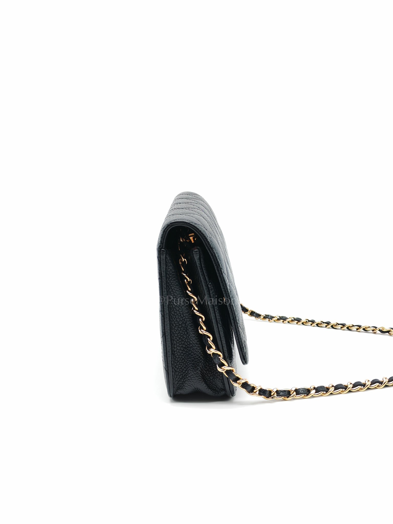 Classic Wallet on Chain (WOC) in Black Caviar Leather Gold Hardware (Series 29)