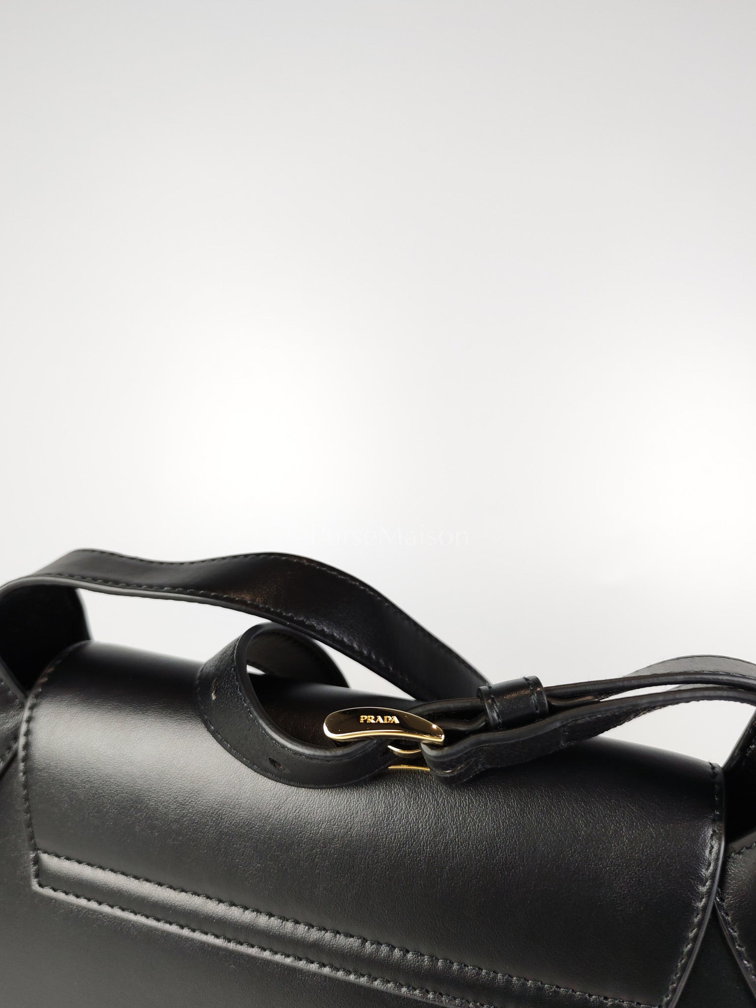 Cleo Logo Plaque Shoulder Bag in Nero/black Calfskin Leather Gold Hardware | Purse Maison Luxury Bags Shop