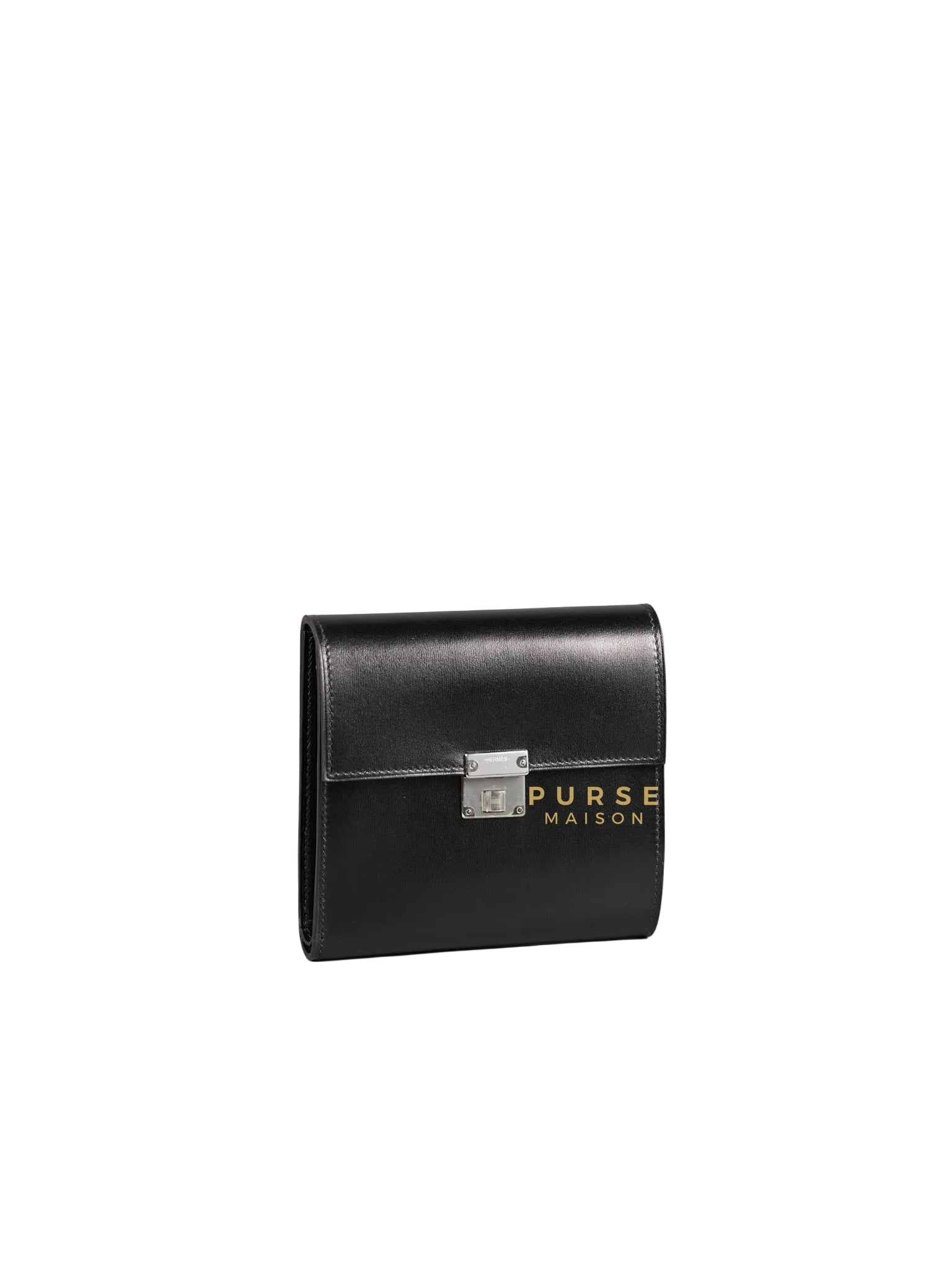 Clic 12 Portefeuille in Noir Veau Box Calf and Palladium Hardware Stamp C | Purse Maison Luxury Bags Shop