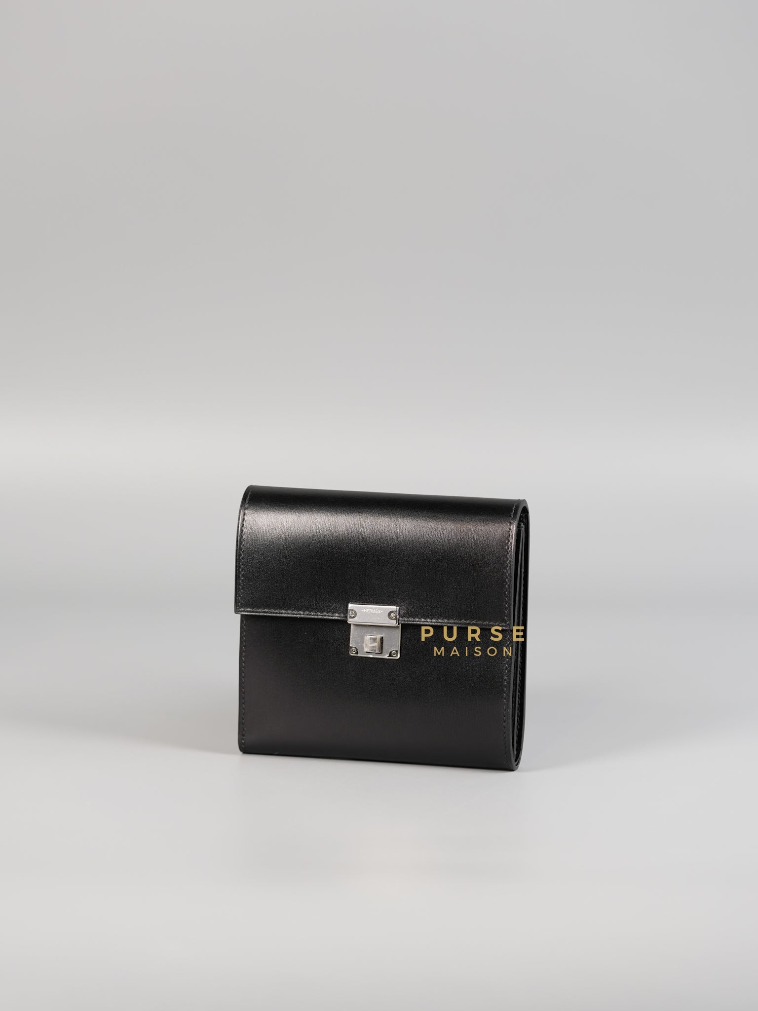 Clic 12 Portefeuille in Noir Veau Box Calf and Palladium Hardware Stamp C | Purse Maison Luxury Bags Shop