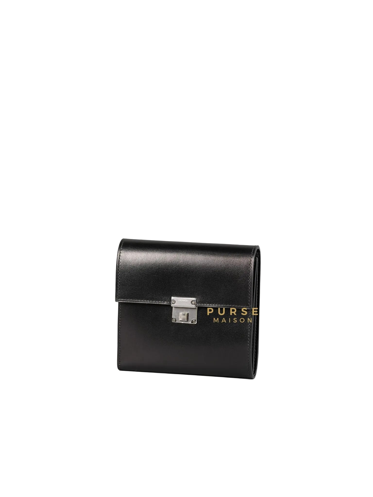 Clic 12 Portefeuille in Noir Veau Box Calf and Palladium Hardware Stamp C | Purse Maison Luxury Bags Shop