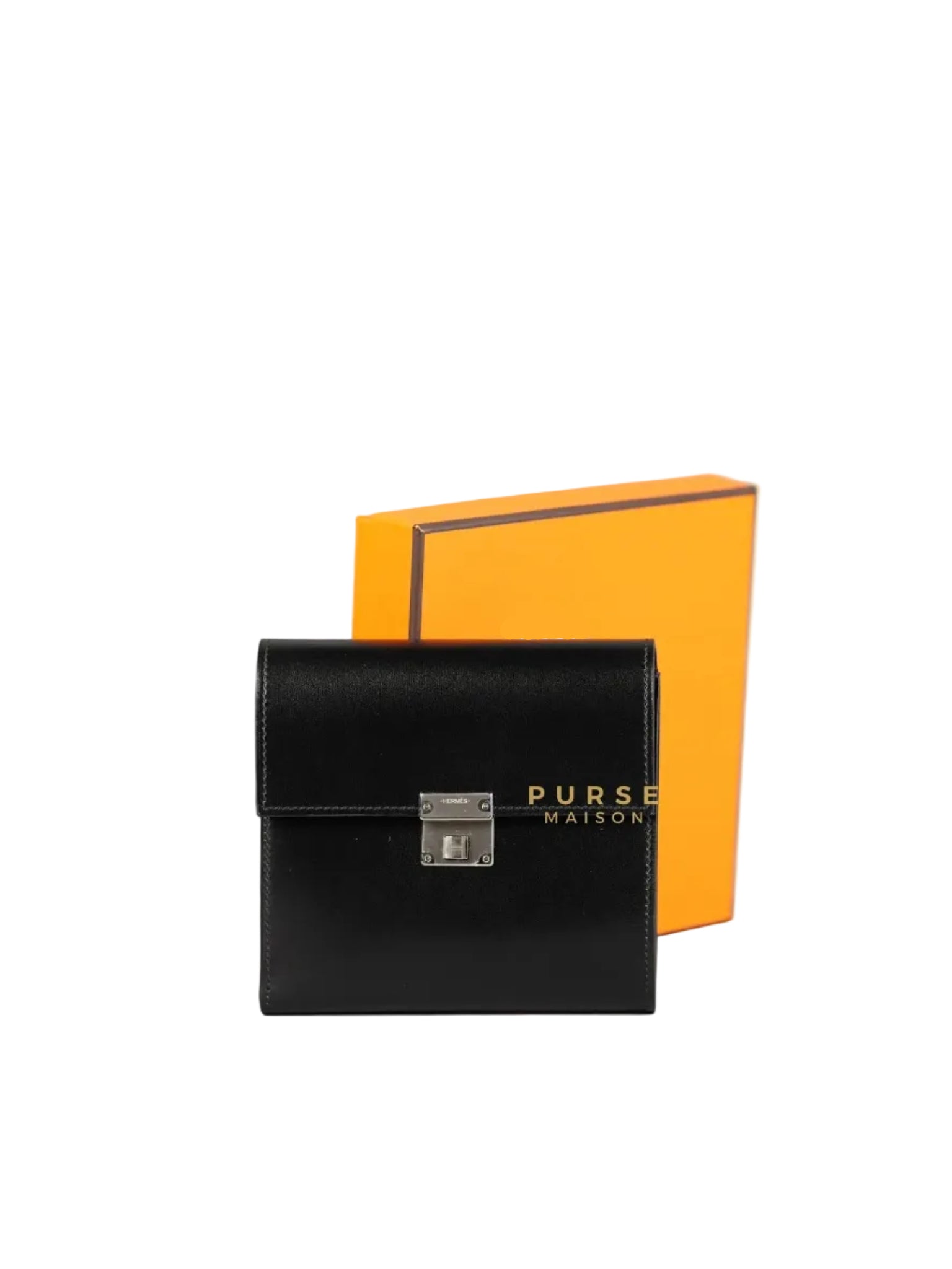 Clic 12 Portefeuille in Noir Veau Box Calf and Palladium Hardware Stamp C | Purse Maison Luxury Bags Shop