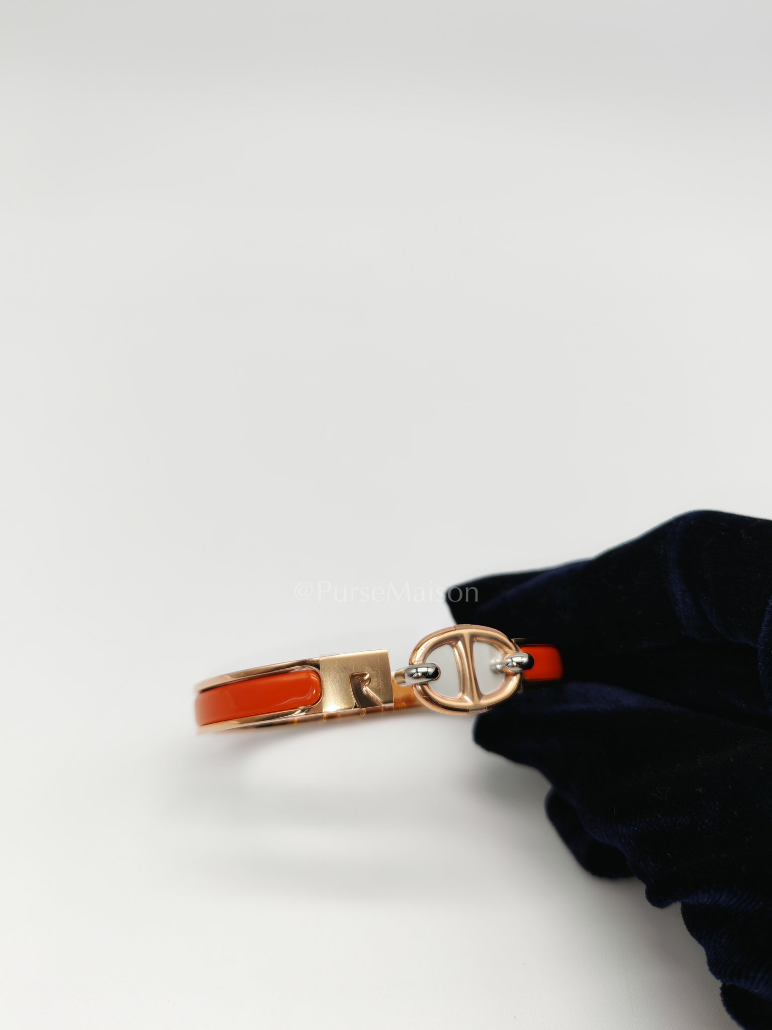 Mini Clic Chaine d'Ancler Bracelet Orange Enamel in Rose Gold Hardware | Purse Maison Luxury Bags Shop