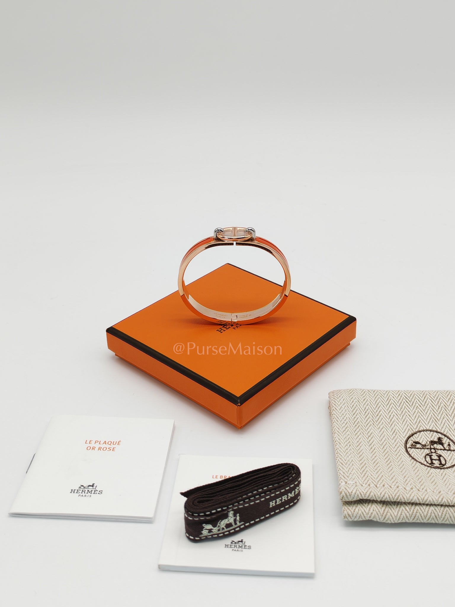 Mini Clic Chaine d'Ancler Bracelet Orange Enamel in Rose Gold Hardware | Purse Maison Luxury Bags Shop