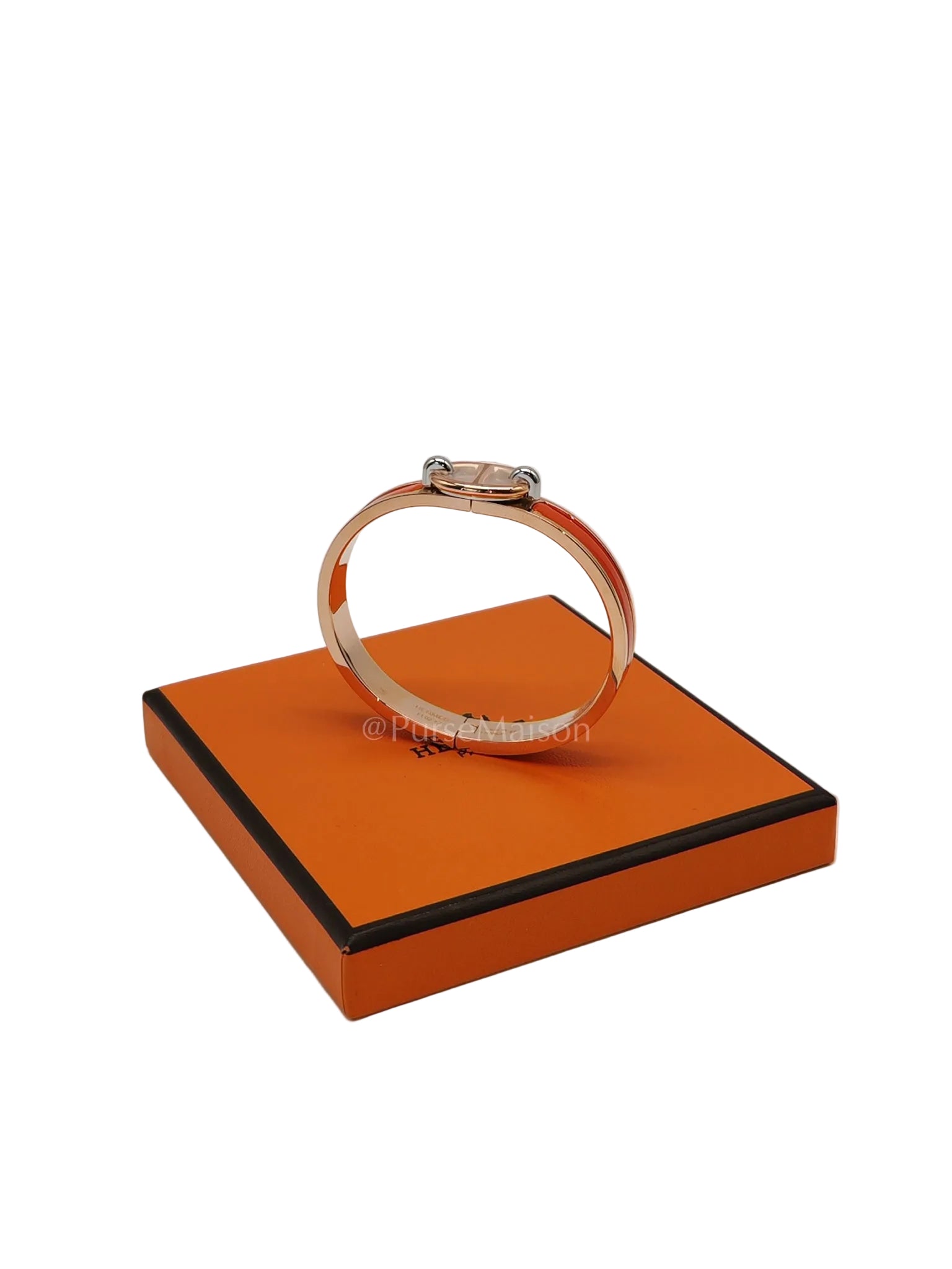 Mini Clic Chaine d'Ancler Bracelet Orange Enamel in Rose Gold Hardware | Purse Maison Luxury Bags Shop