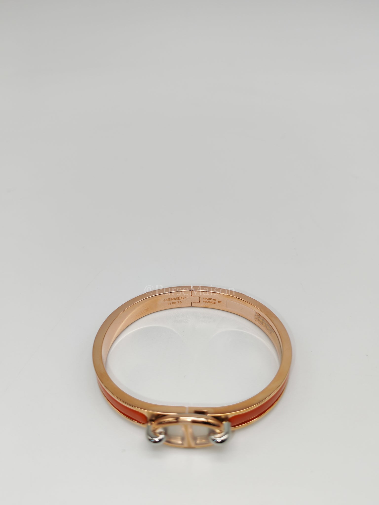 Mini Clic Chaine d'Ancler Bracelet Orange Enamel in Rose Gold Hardware | Purse Maison Luxury Bags Shop