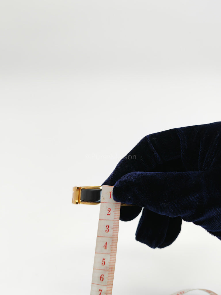 Clic H PM in Black Enamel and Gold Hardware Bangle | Purse Maison Luxury Bags Shop
