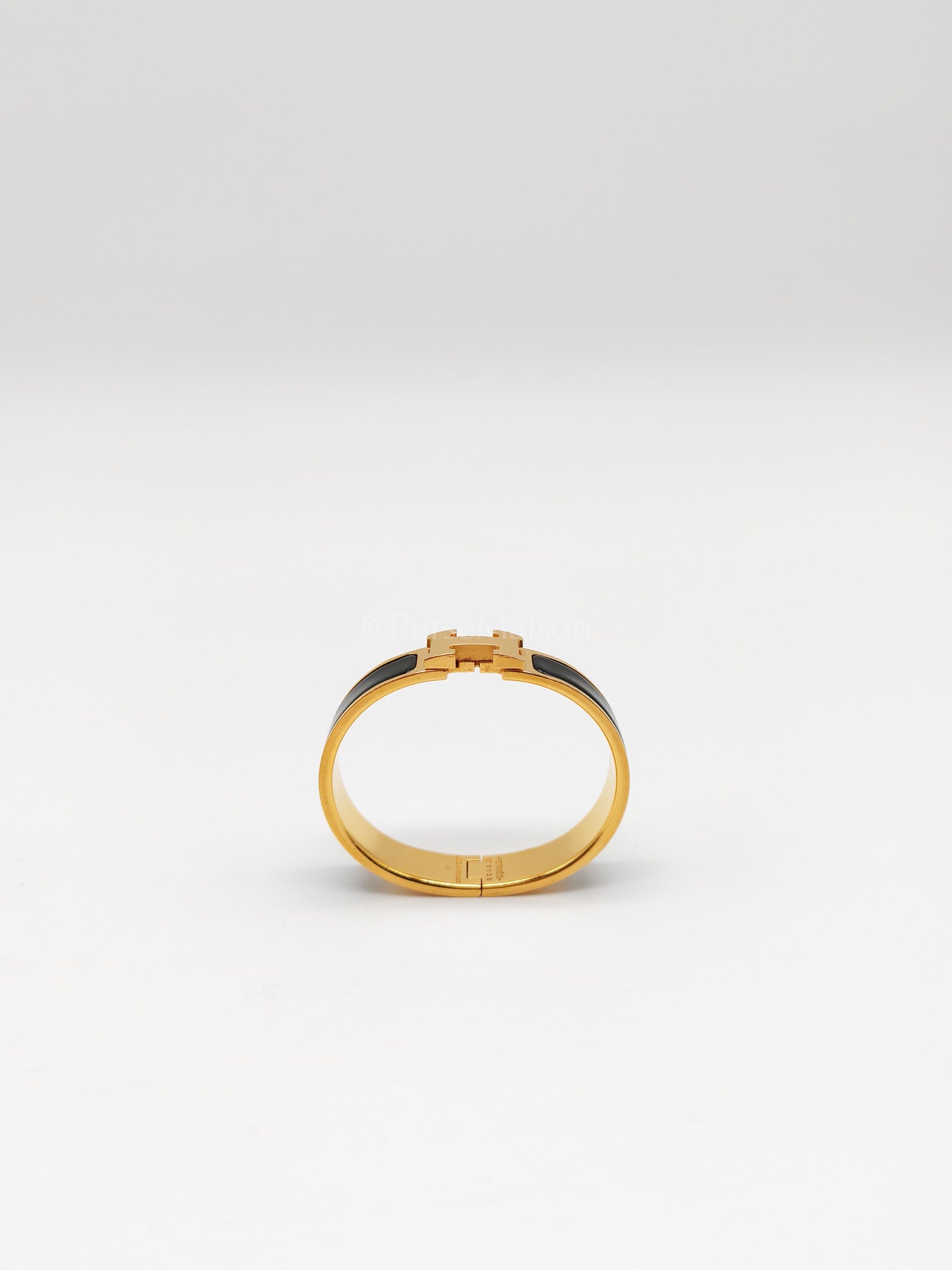 Clic H PM in Black Enamel Gold Hardware Bangle | Purse Maison Luxury Bags Shop