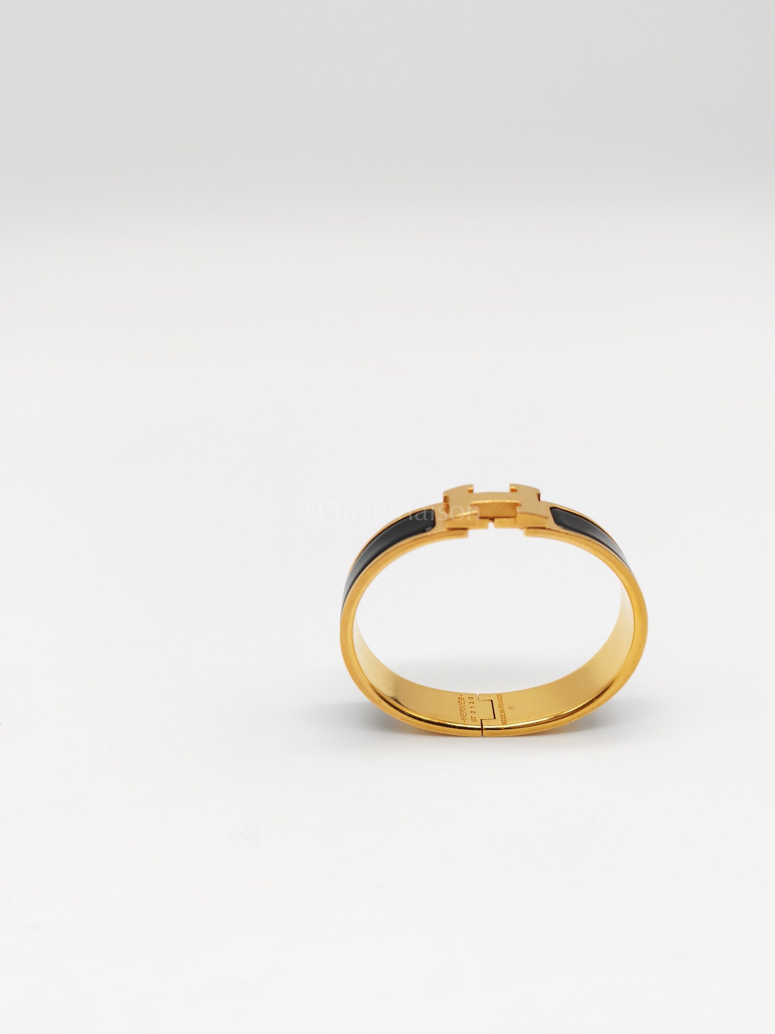 Clic H PM in Black Enamel Gold Hardware Bangle | Purse Maison Luxury Bags Shop