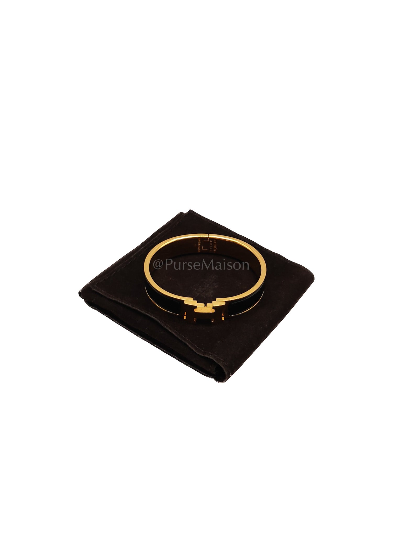 Clic H PM in Black Enamel Gold Hardware Bangle | Purse Maison Luxury Bags Shop