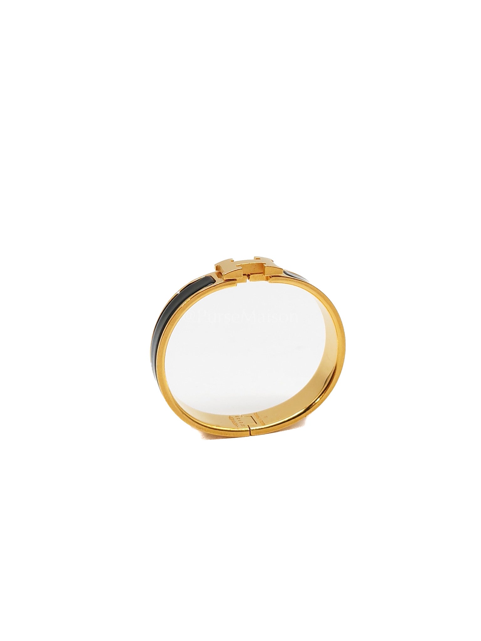 Clic H PM in Black Enamel Gold Hardware Bangle | Purse Maison Luxury Bags Shop