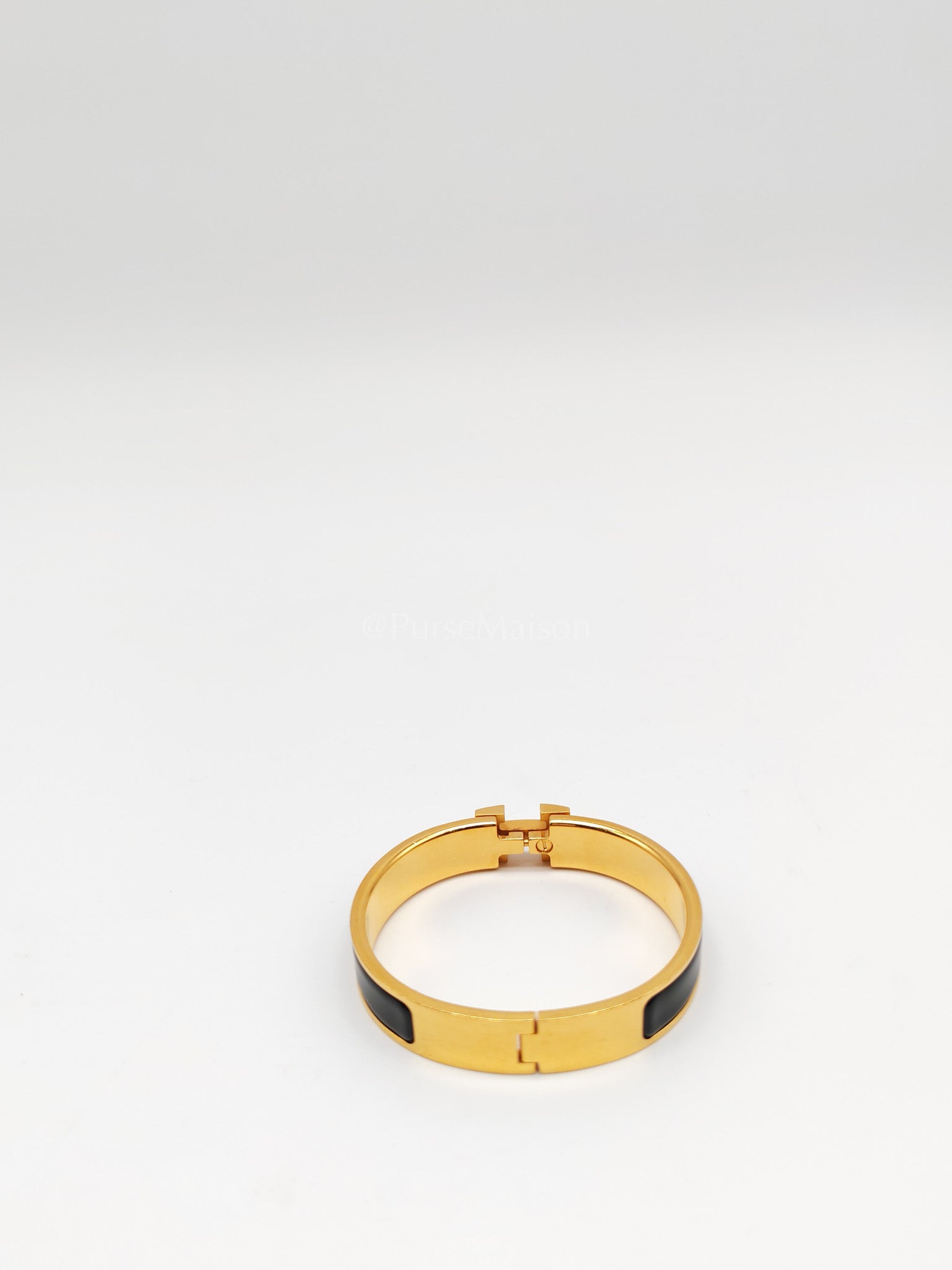 Clic H PM in Black Enamel Gold Hardware Bangle | Purse Maison Luxury Bags Shop