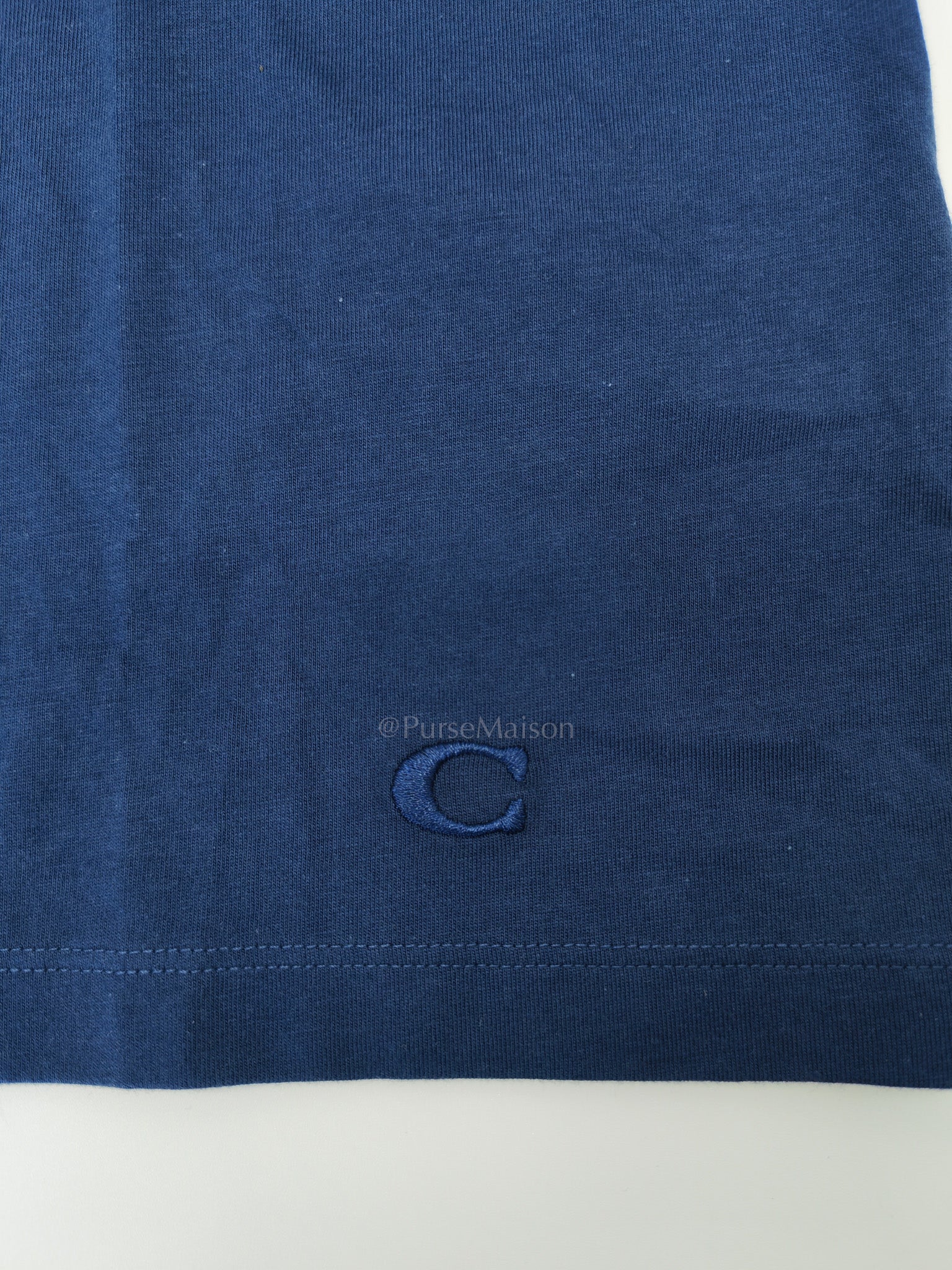 Logo Dark Blue Cotton and Brown Logo Print T-Shirt Size L | Purse Maison Luxury Bags Shop