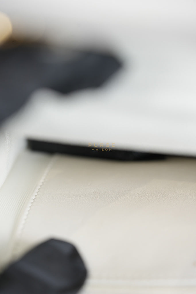 Coco Casino Wallet On Chain (WOC) in White Caviar Leather and Gold Hardware (Microchip) | Purse Maison Luxury Bags Shop