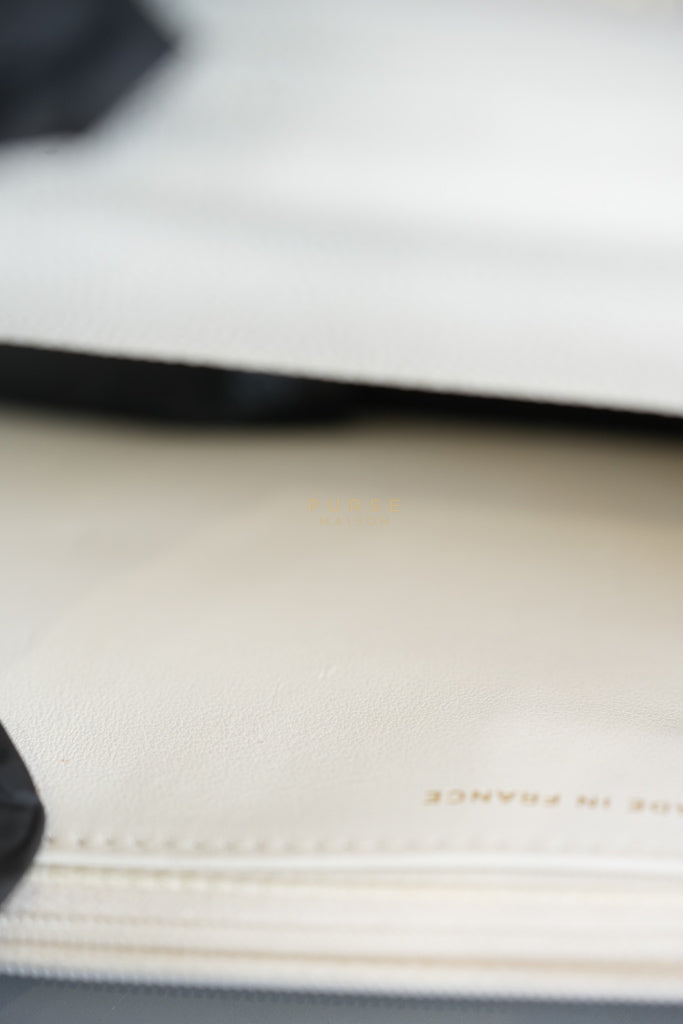 Coco Casino Wallet On Chain (WOC) in White Caviar Leather and Gold Hardware (Microchip) | Purse Maison Luxury Bags Shop