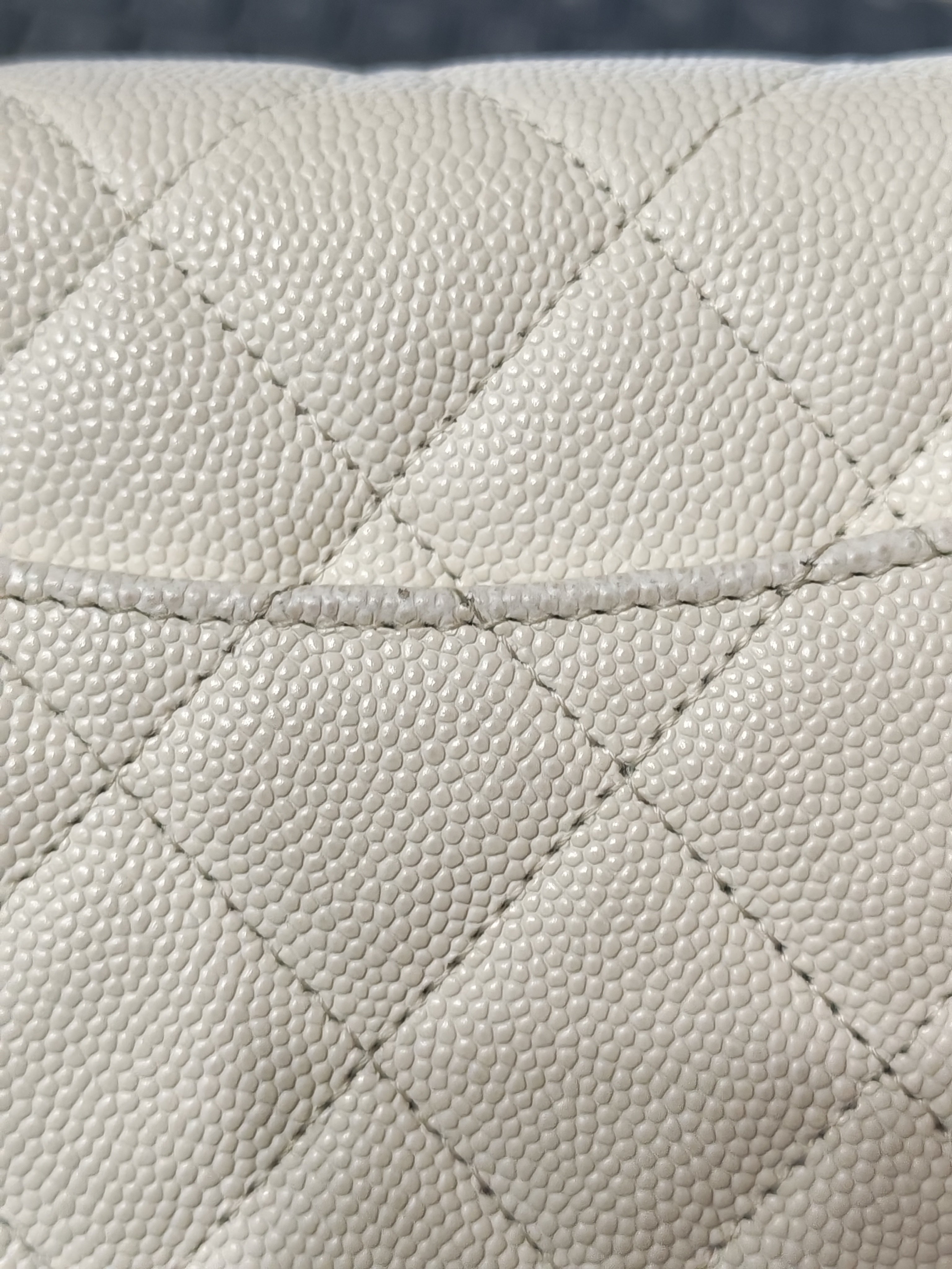 Coco Casino Wallet On Chain (WOC) in White Caviar Leather and Gold Hardware (Microchip) | Purse Maison Luxury Bags Shop