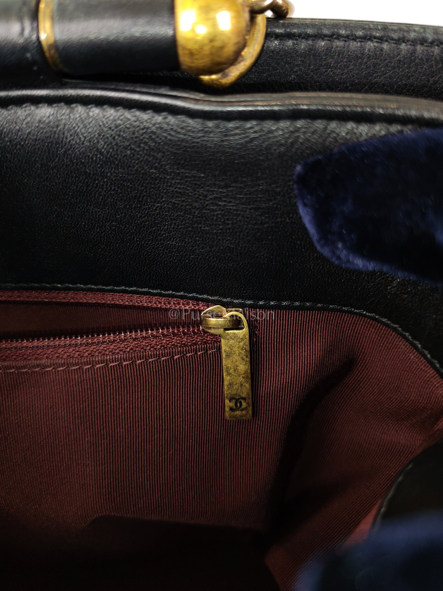 Coco Cocoon Large Tote Bag in Black Glazed Calfskin Leather and Aged Gold Hardware Series 23 | Purse Maison Luxury Bags Shop