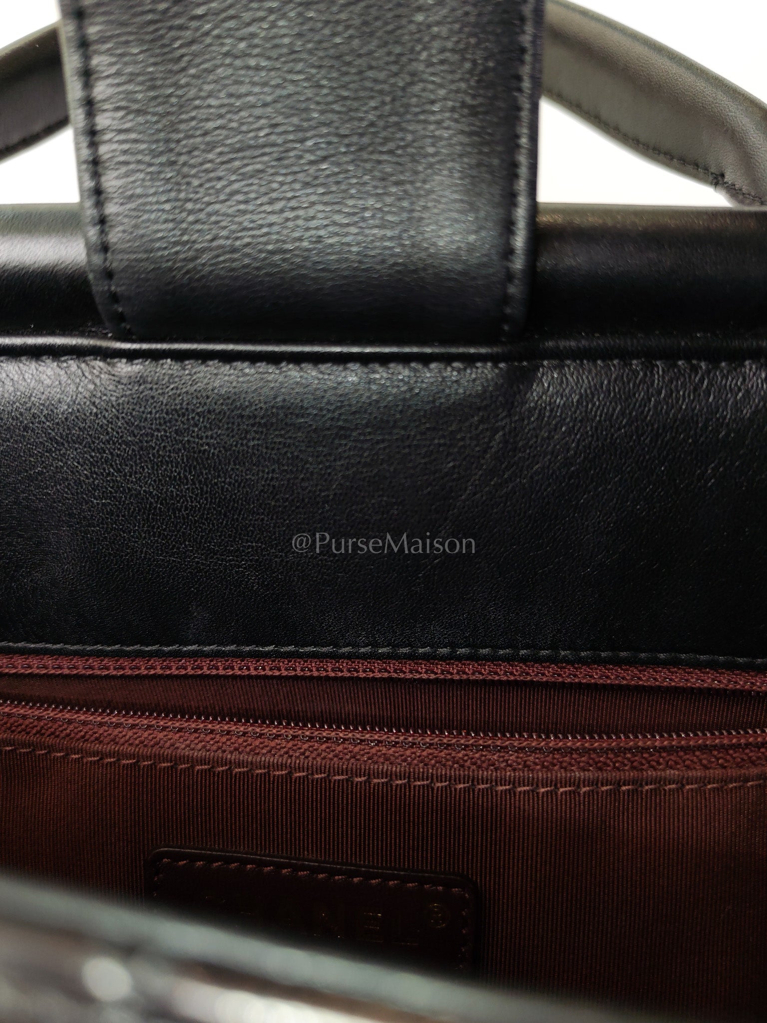 Coco Cocoon Large Tote Bag in Black Glazed Calfskin Leather and Aged Gold Hardware Series 23 | Purse Maison Luxury Bags Shop