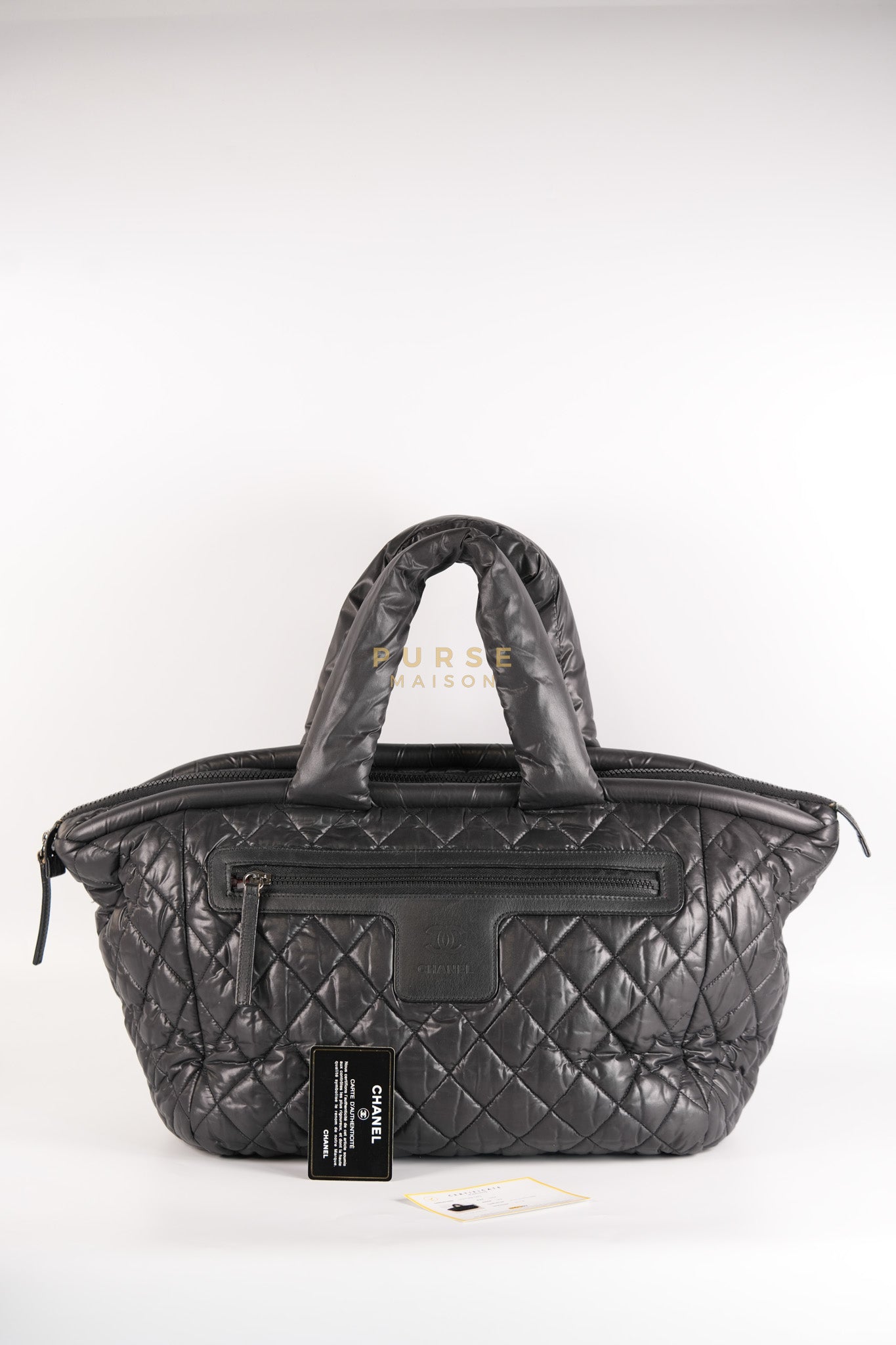 Coco Cocoon Tote Bag in Black Quilted Nylon Series 13 | Purse Maison Luxury Bags Shop