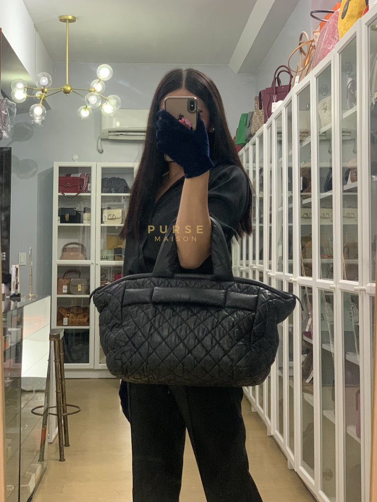 Coco Cocoon Tote Bag in Black Quilted Nylon Series 13 | Purse Maison Luxury Bags Shop
