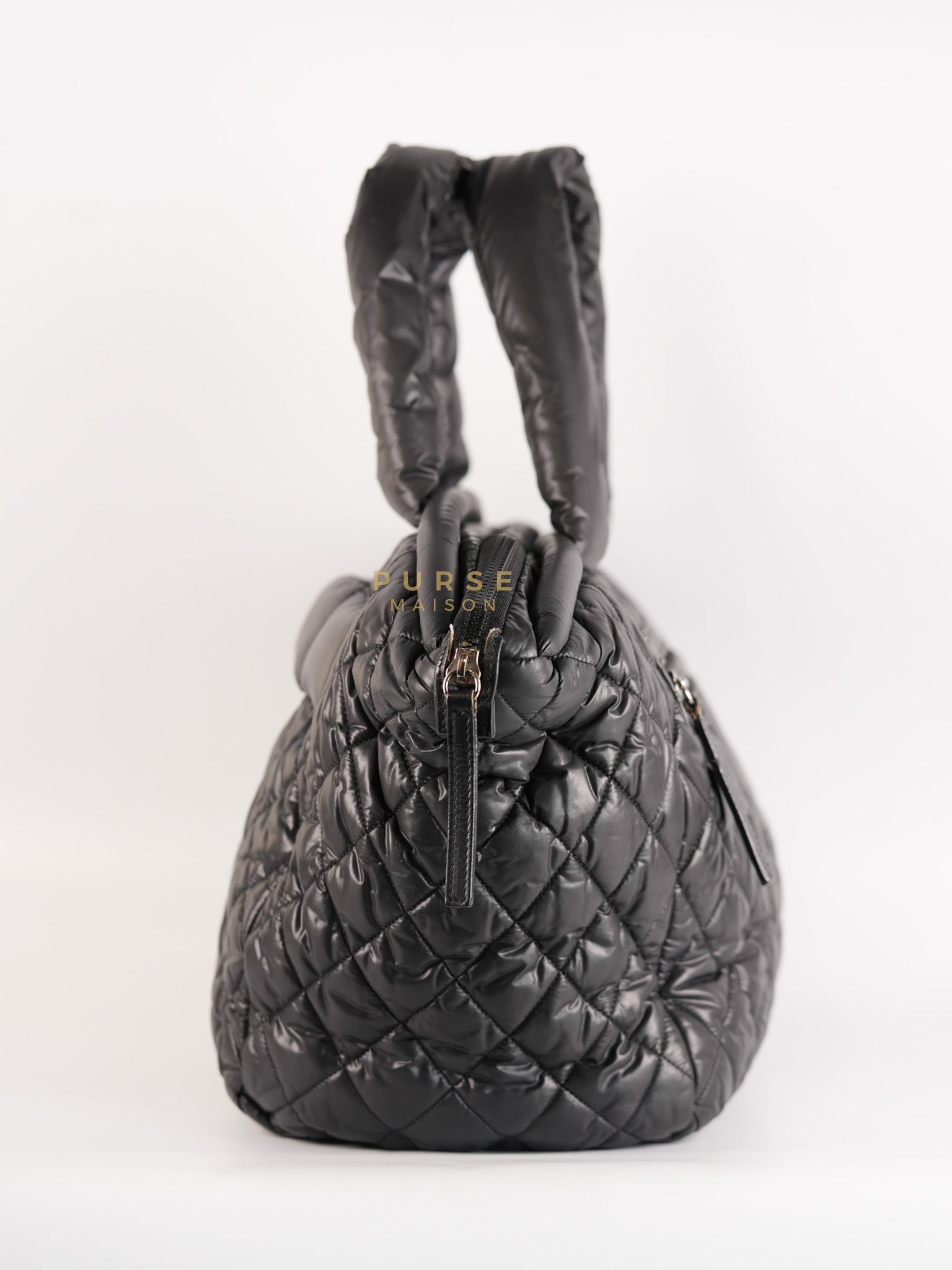 Coco Cocoon Tote Bag in Black Quilted Nylon Series 13 | Purse Maison Luxury Bags Shop