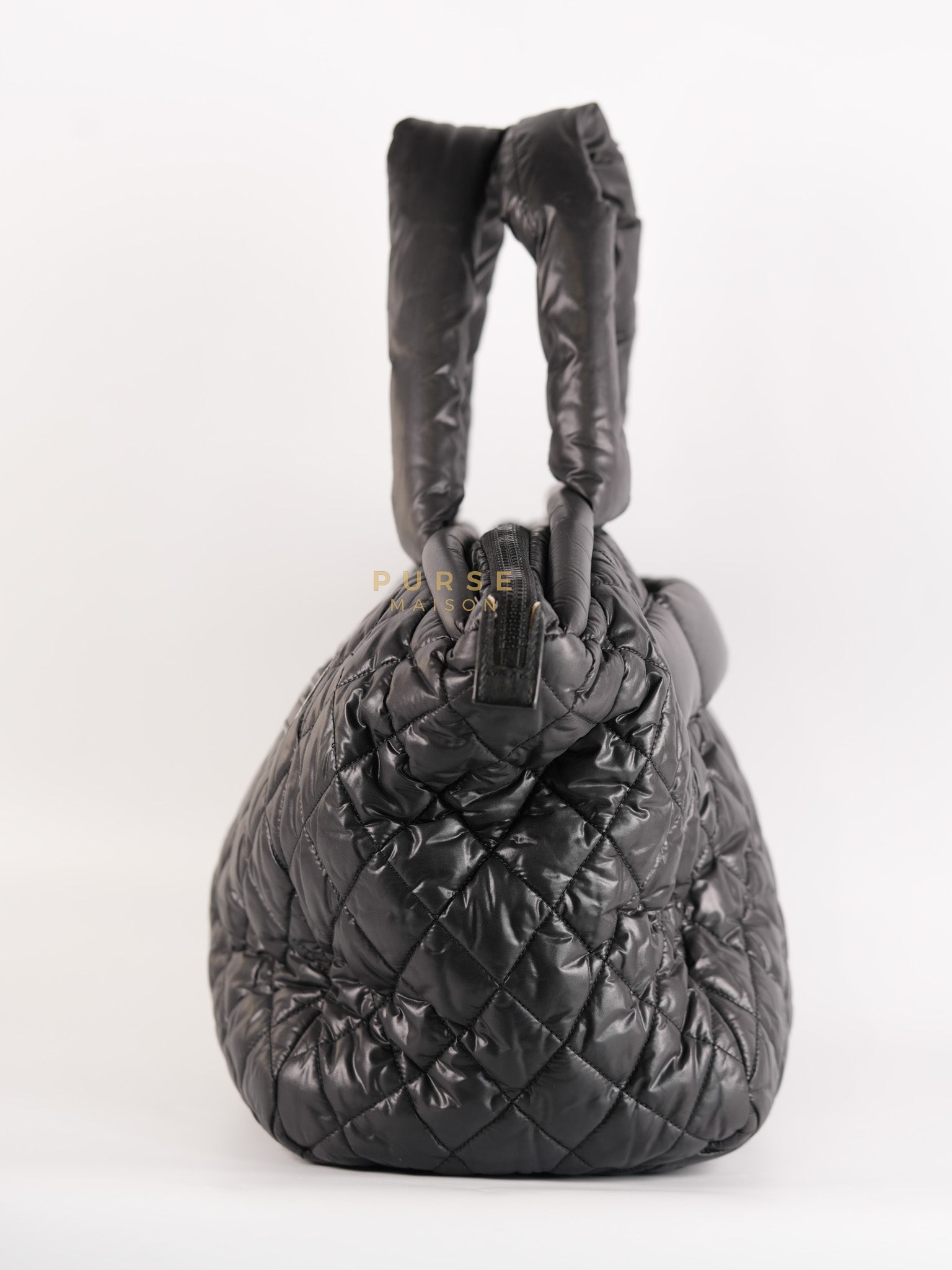 Coco Cocoon Tote Bag in Black Quilted Nylon Series 13 | Purse Maison Luxury Bags Shop