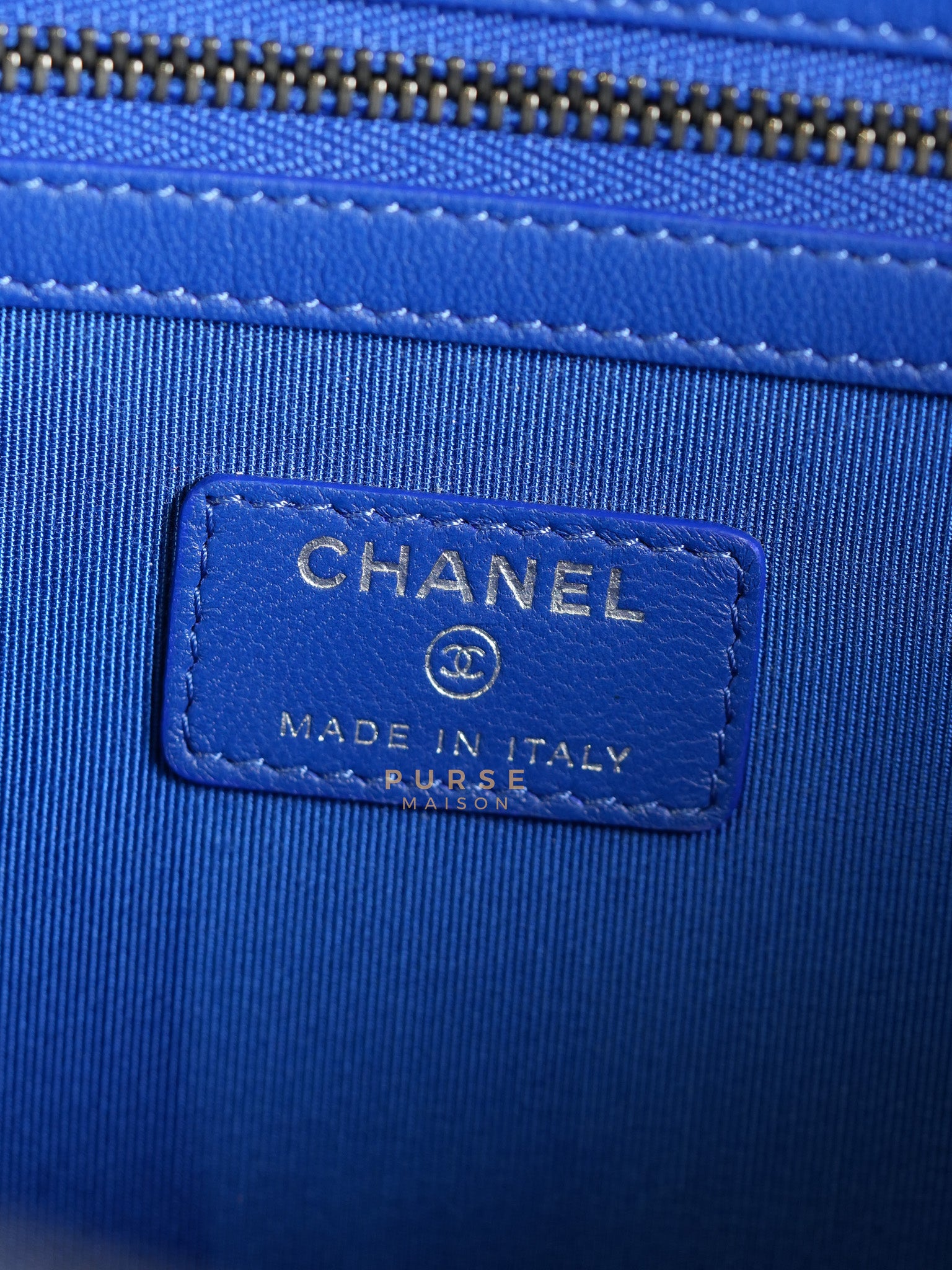 Coco Cruise O-Case Zip Pouch in Dark Blue Ruthenium Hardware Series 26 | Purse Maison Luxury Bags Shop