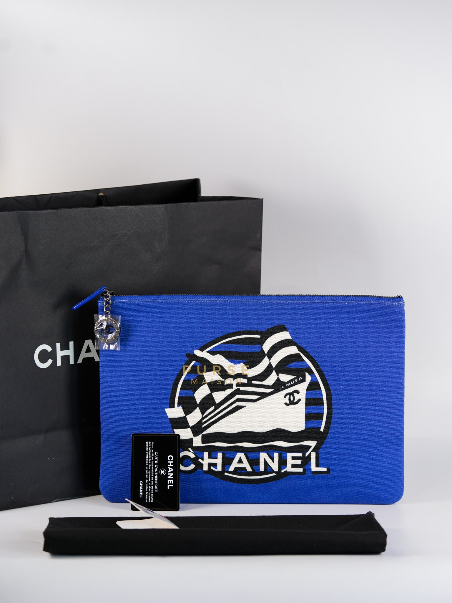 Coco Cruise O-Case Zip Pouch in Dark Blue Ruthenium Hardware Series 26 | Purse Maison Luxury Bags Shop