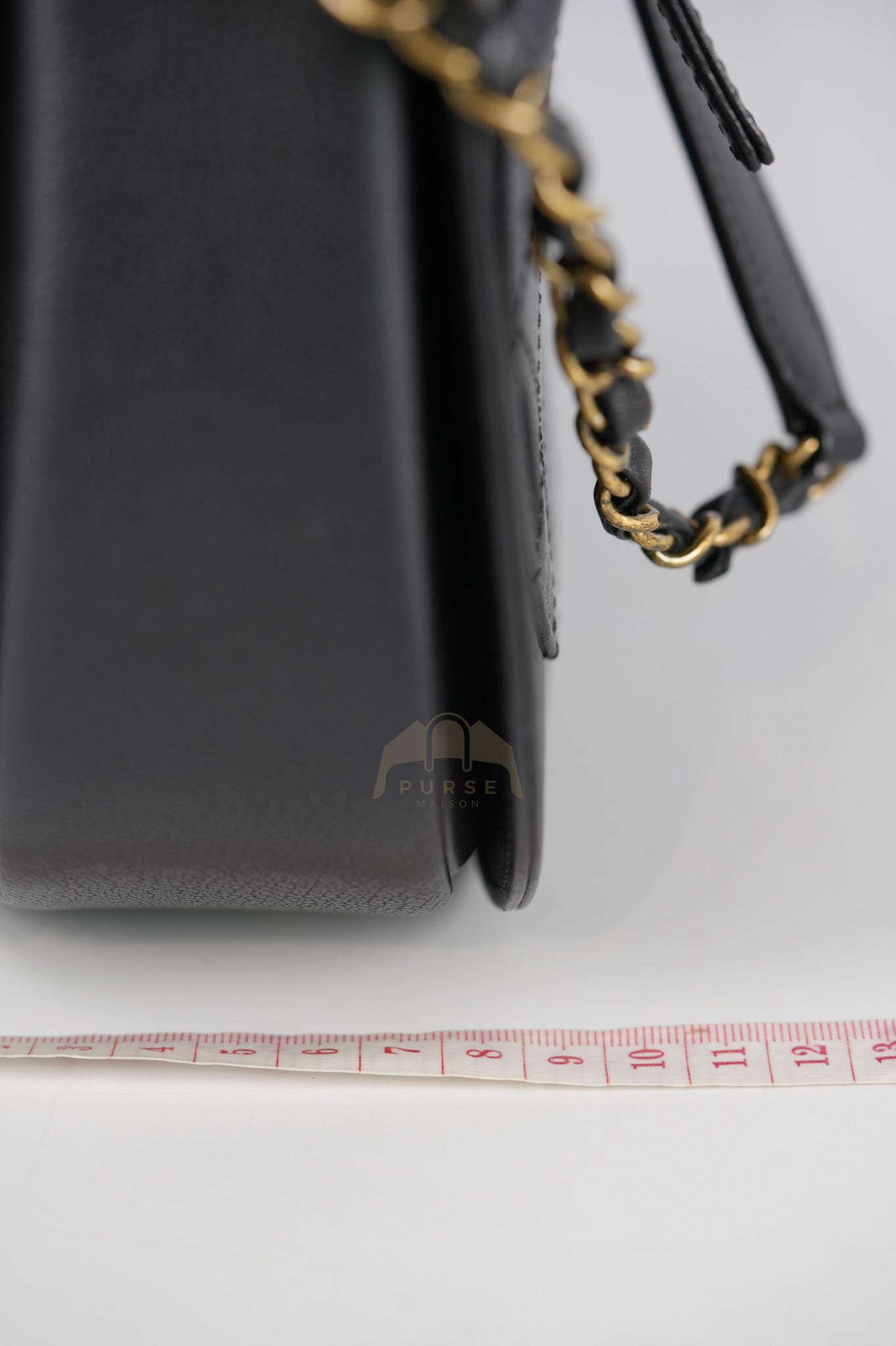 Coco Curve Flap Bag Medium in Black Calfskin Leather & Aged Gold Hardware Series 24 | Purse Maison Luxury Bags Shop