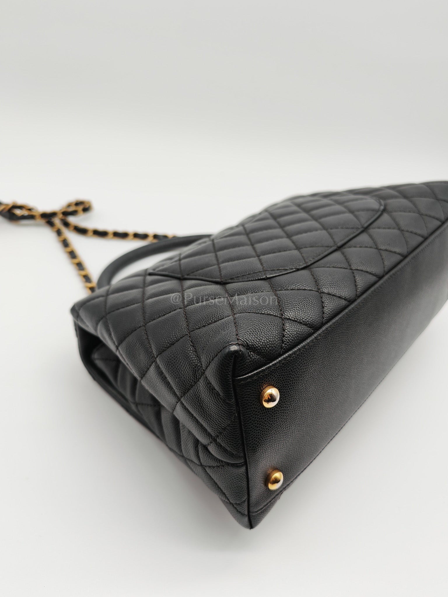 Coco Handle Medium in Black Caviar Leather Aged Gold Hardware Series 24 | Purse Maison Luxury Bags Shop