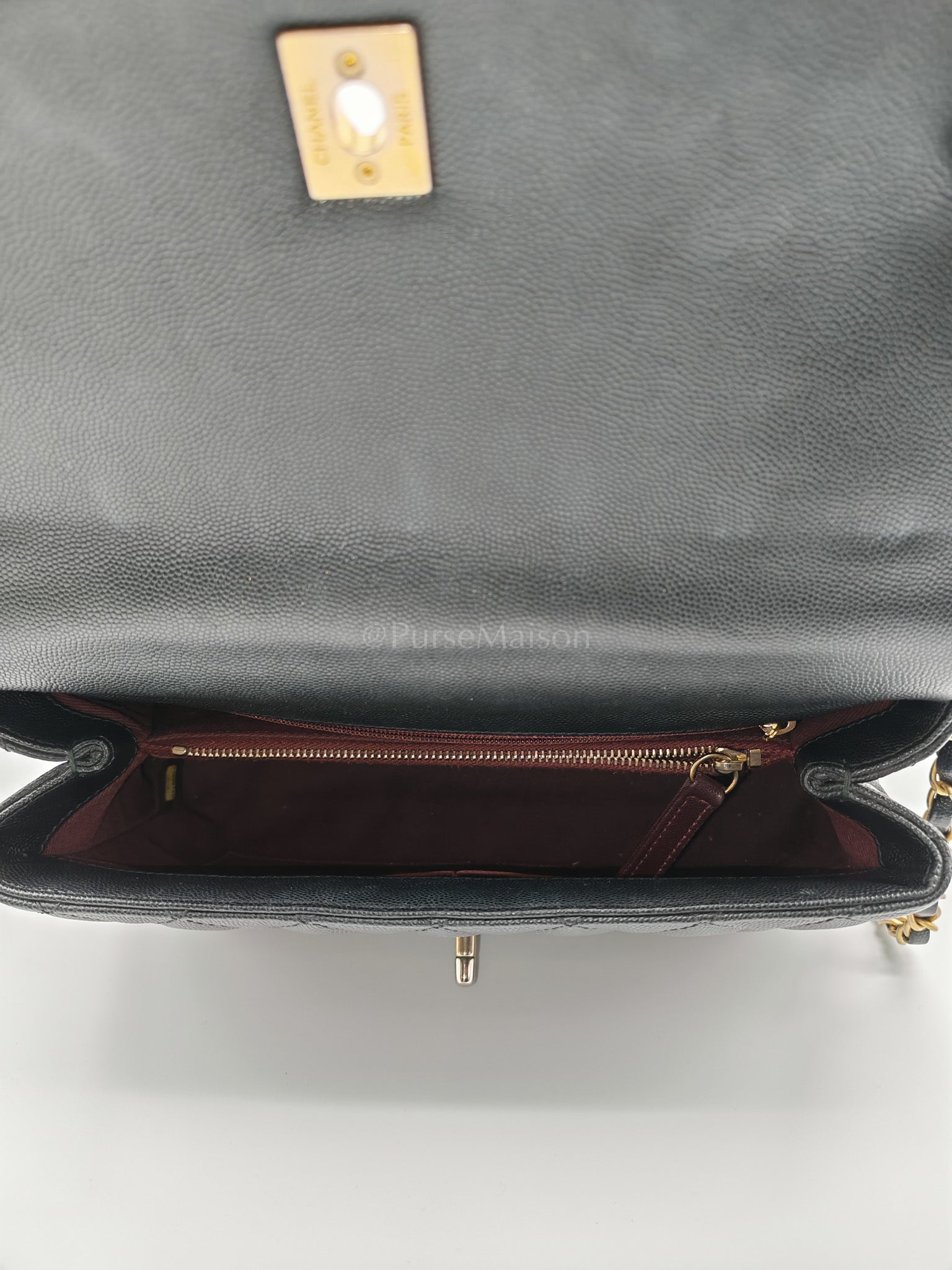 Coco Handle Medium in Black Caviar Leather Aged Gold Hardware Series 24 | Purse Maison Luxury Bags Shop