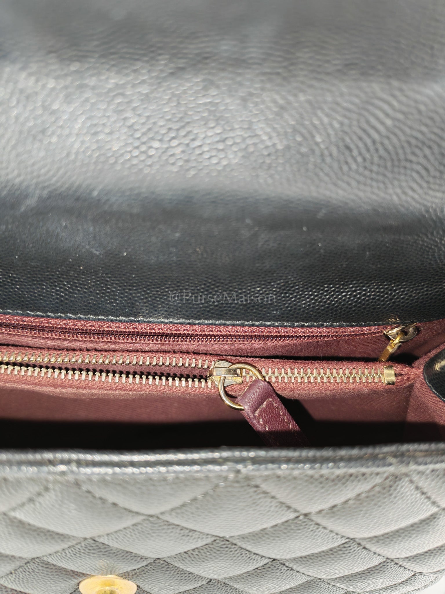 Coco Handle Medium in Black Caviar Leather Aged Gold Hardware Series 24 | Purse Maison Luxury Bags Shop