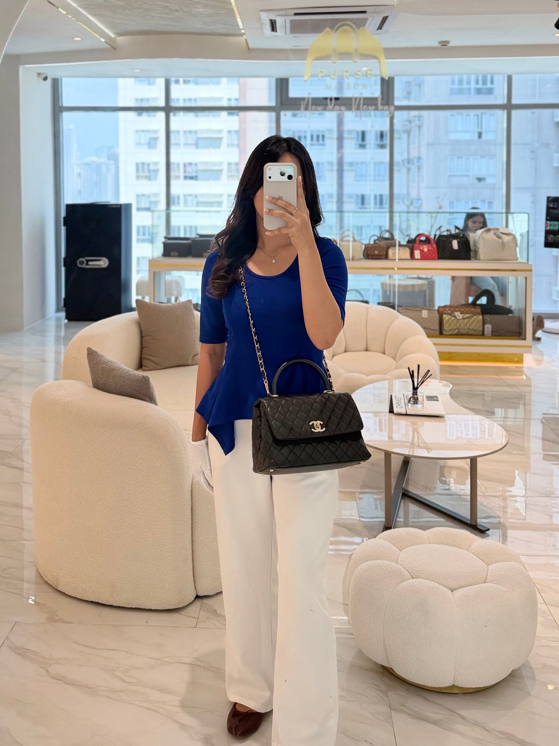 Coco Handle Medium in Black Caviar Leather Aged Gold Hardware Series 24 | Purse Maison Luxury Bags Shop