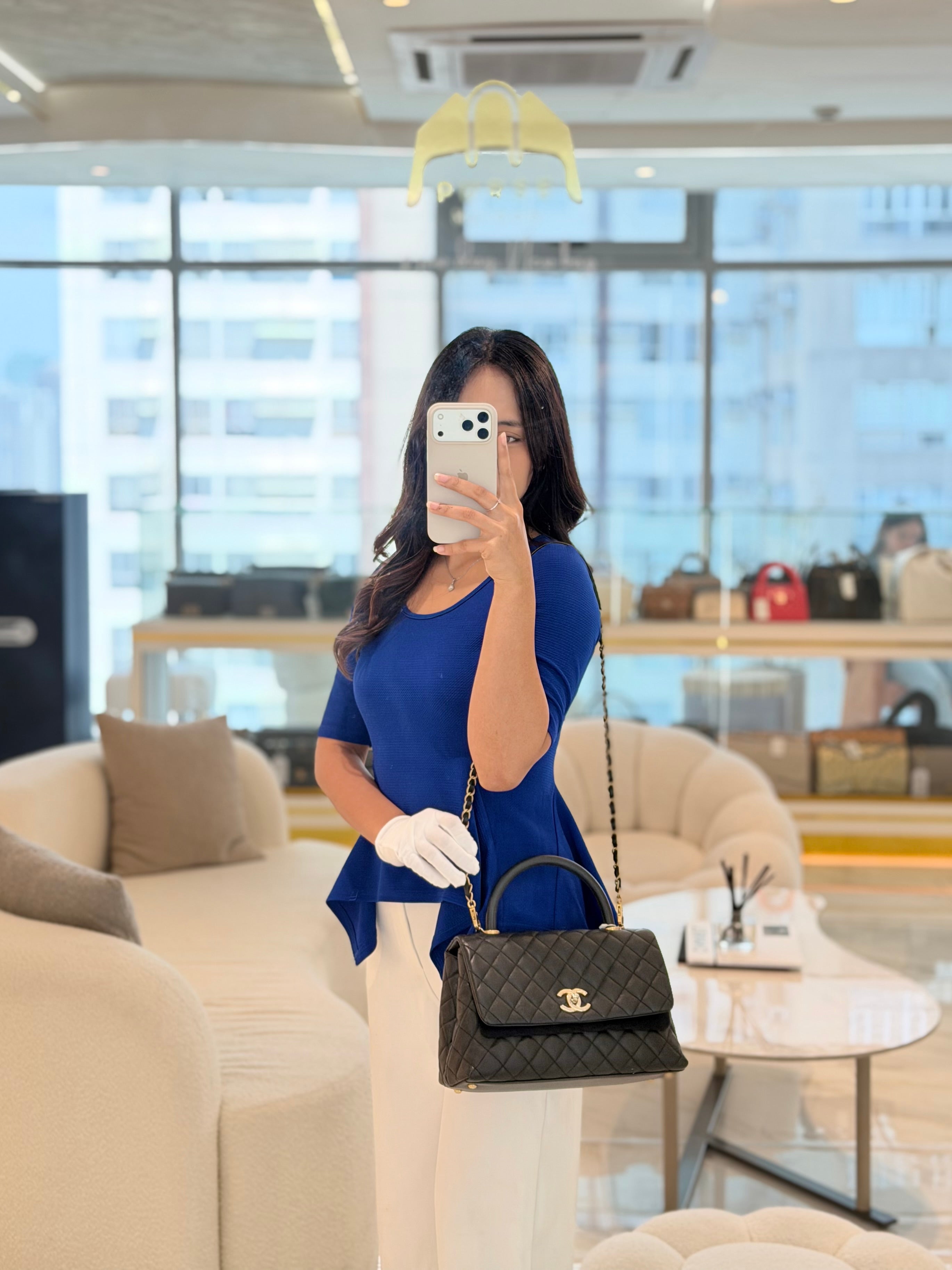 Coco Handle Medium in Black Caviar Leather Aged Gold Hardware Series 24 | Purse Maison Luxury Bags Shop