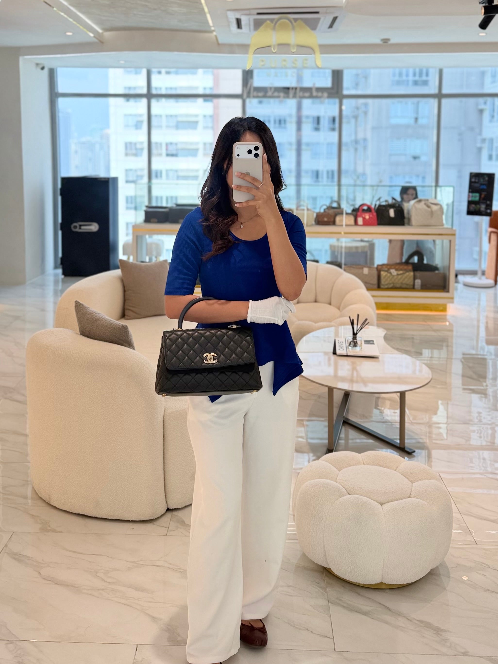 Coco Handle Medium in Black Caviar Leather Aged Gold Hardware Series 24 | Purse Maison Luxury Bags Shop