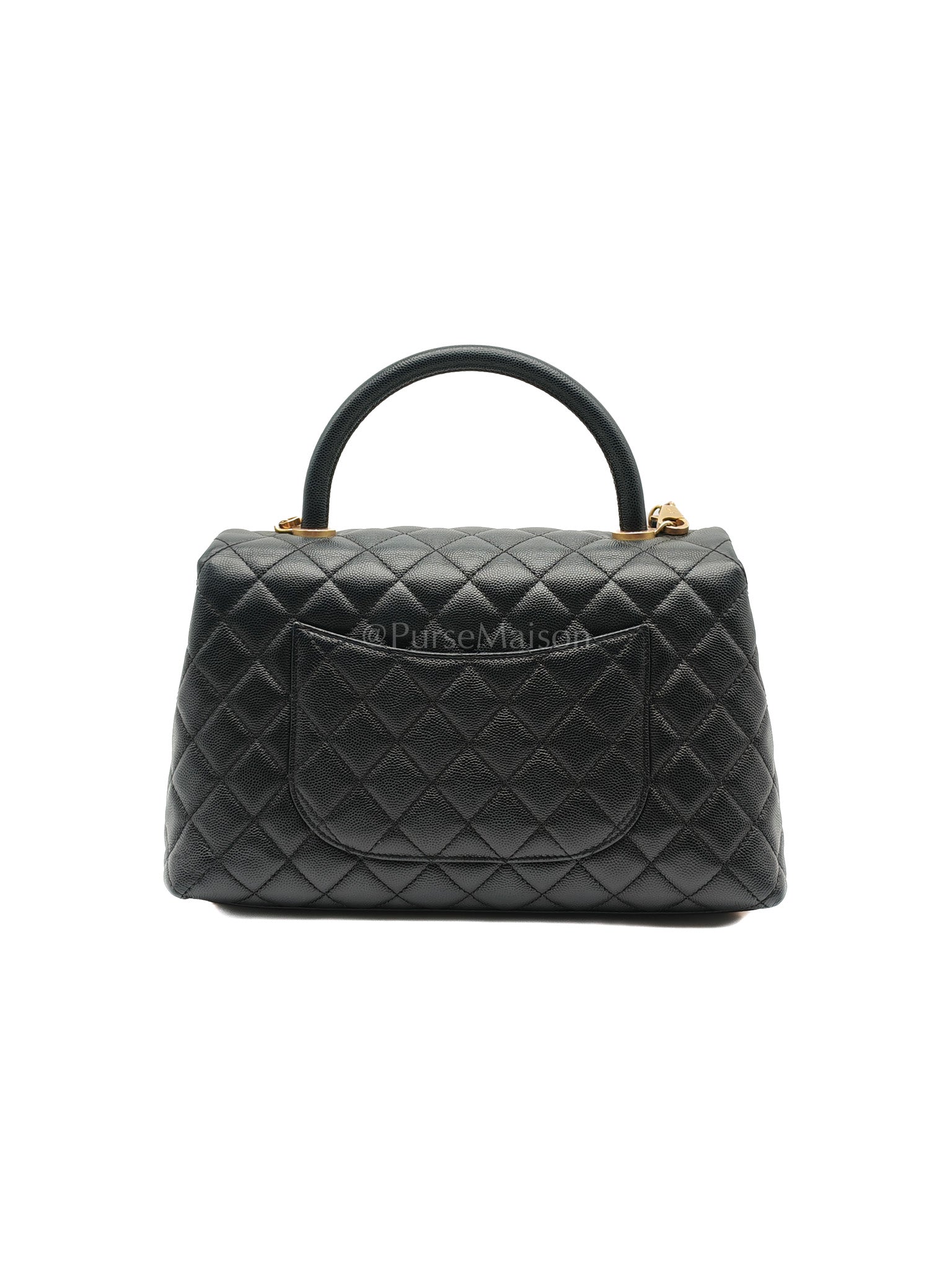 Coco Handle Medium in Black Caviar Leather Aged Gold Hardware Series 24 | Purse Maison Luxury Bags Shop