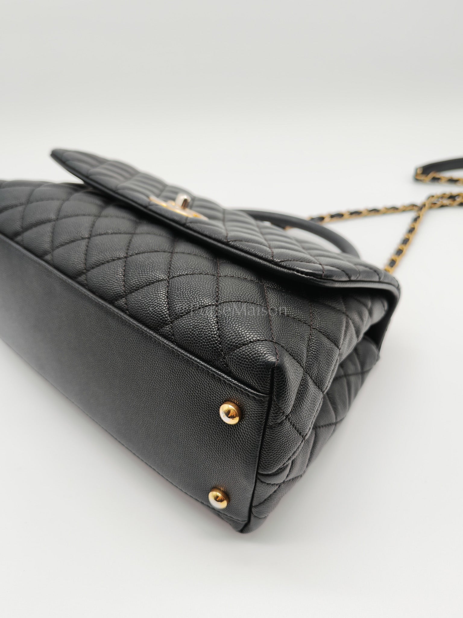 Coco Handle Medium in Black Caviar Leather Aged Gold Hardware Series 24 | Purse Maison Luxury Bags Shop