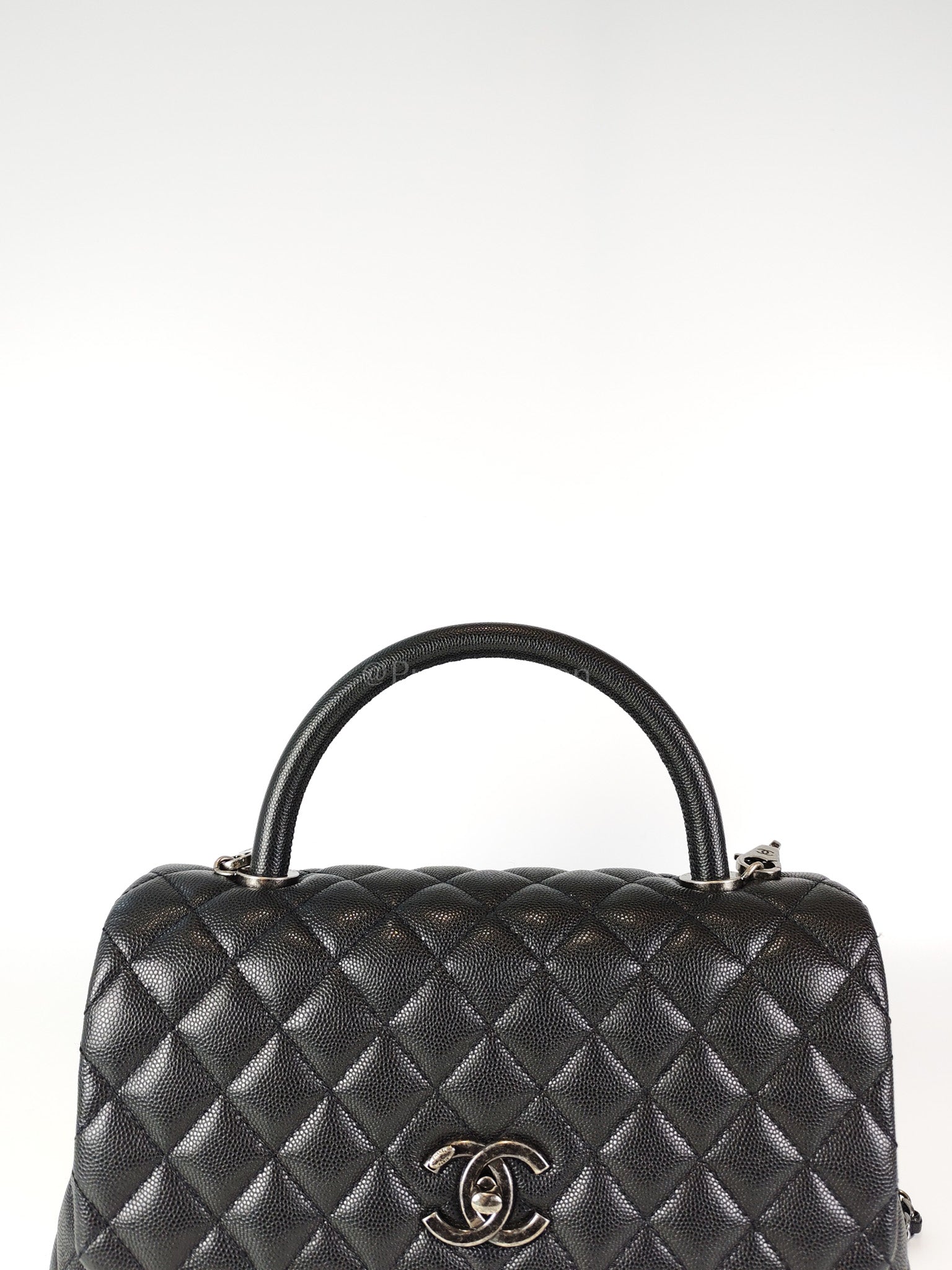 Coco Handle Medium in Black Quilted Caviar & Ruthenium Hardware Series 23 | Purse Maison Luxury Bags Shop