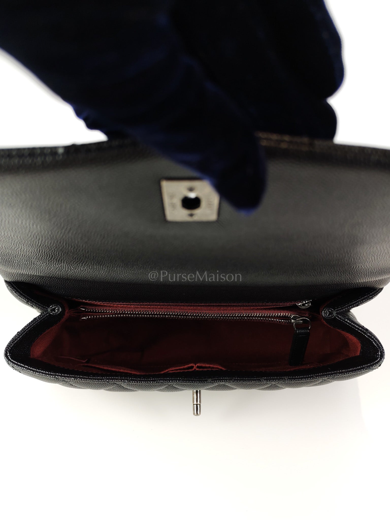 Coco Handle Medium in Black Quilted Caviar & Ruthenium Hardware Series 23 | Purse Maison Luxury Bags Shop