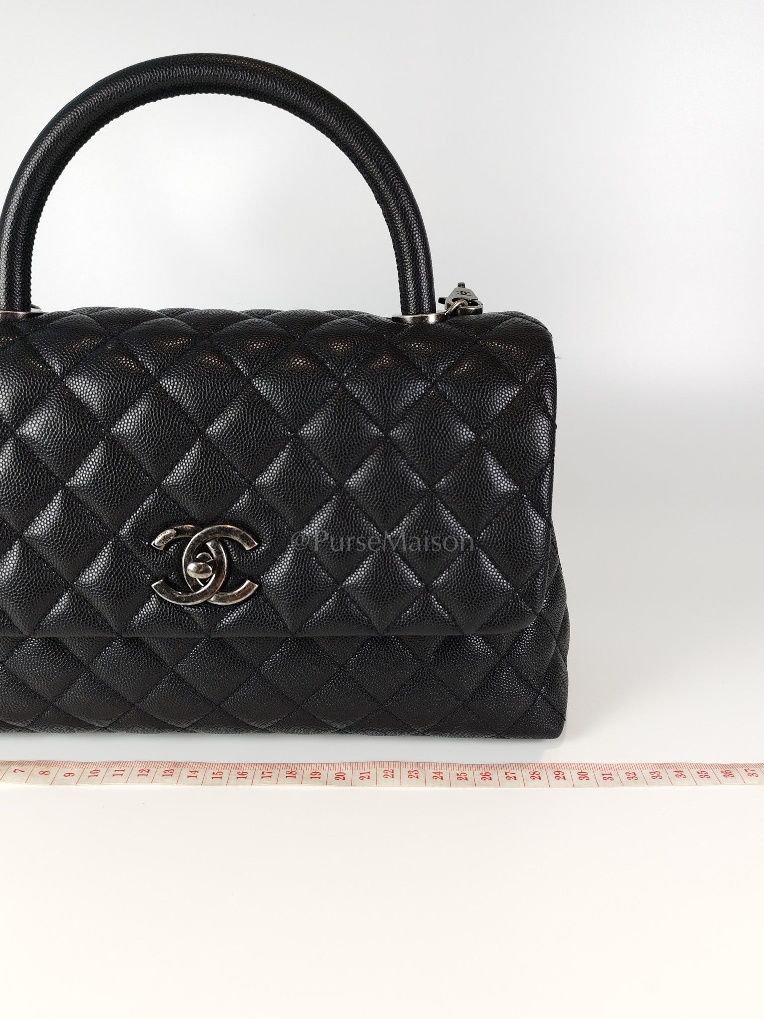 Coco Handle Medium in Black Quilted Caviar & Ruthenium Hardware Series 23 | Purse Maison Luxury Bags Shop
