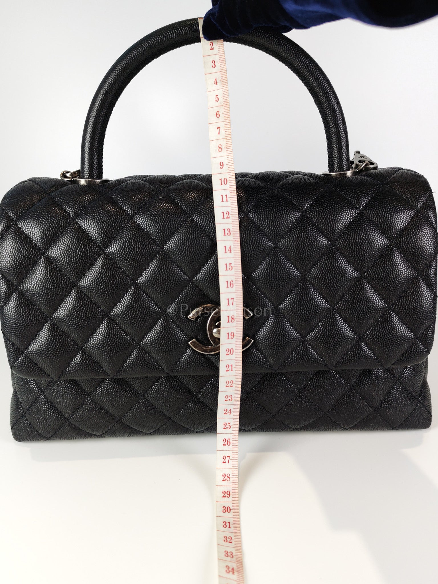 Coco Handle Medium in Black Quilted Caviar & Ruthenium Hardware Series 23 | Purse Maison Luxury Bags Shop