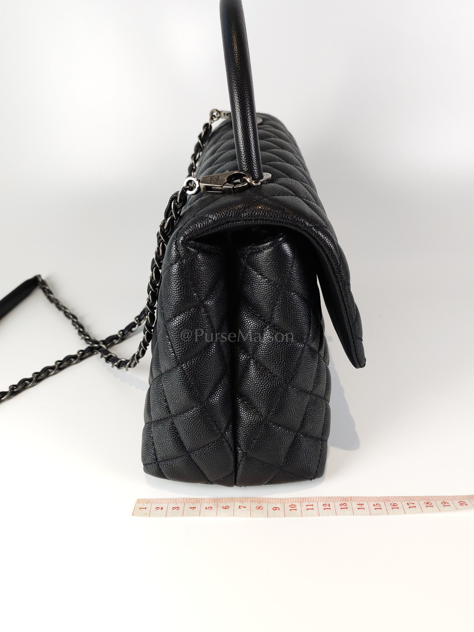 Coco Handle Medium in Black Quilted Caviar & Ruthenium Hardware Series 23 | Purse Maison Luxury Bags Shop