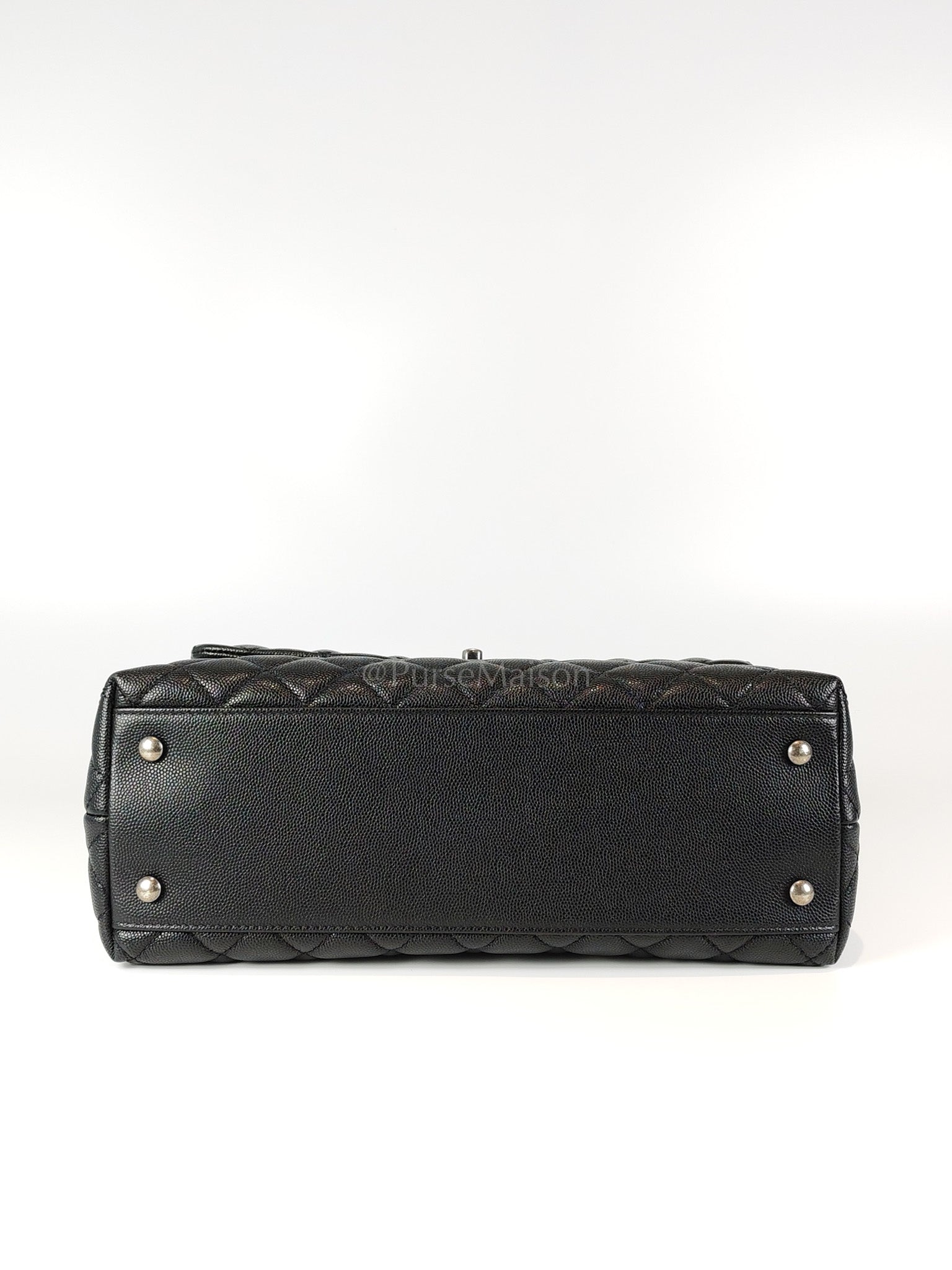 Coco Handle Medium in Black Quilted Caviar & Ruthenium Hardware Series 23 | Purse Maison Luxury Bags Shop