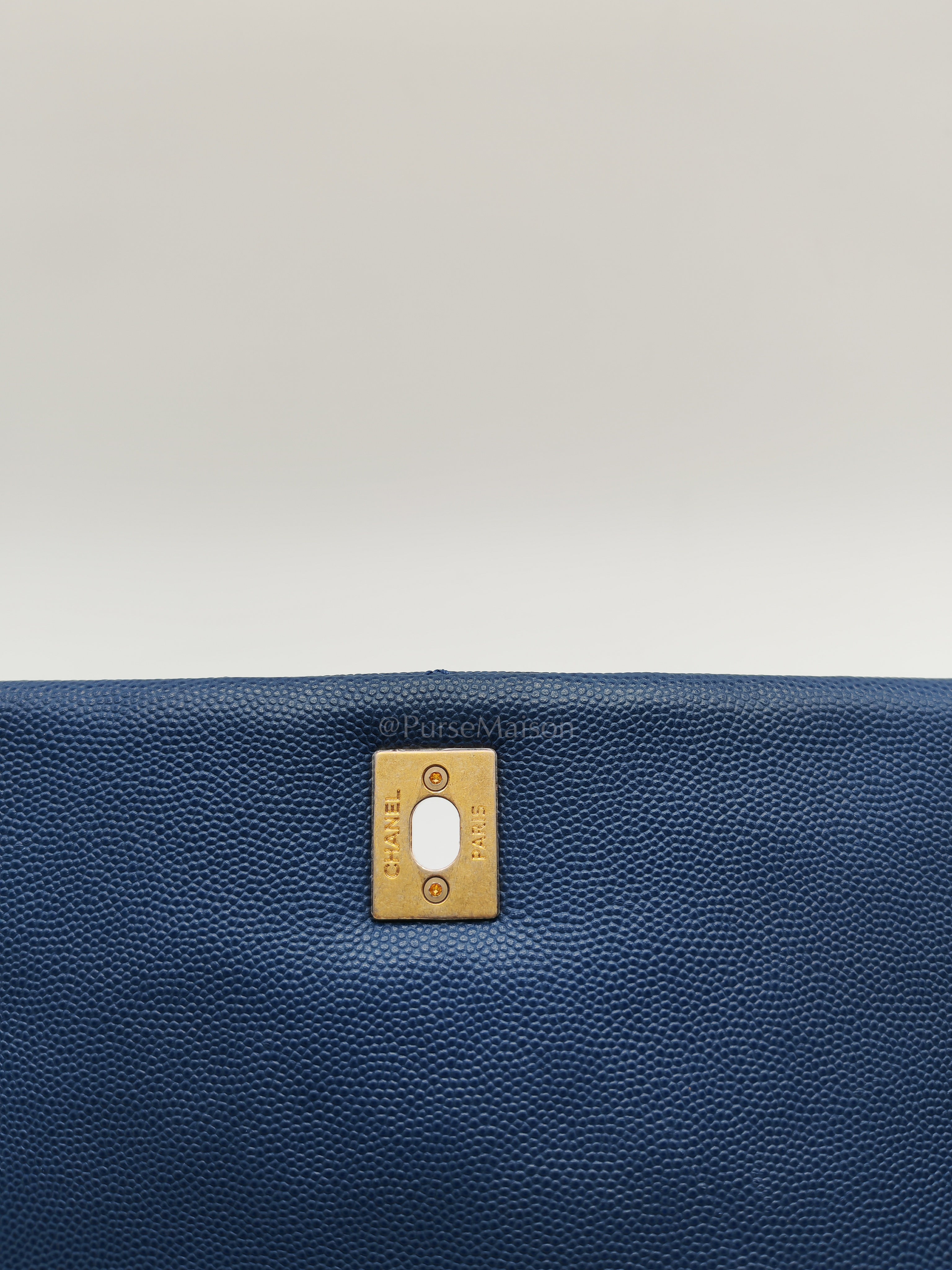 Coco Handle Medium in Blue Quilted Caviar Leather & Aged Gold Hardware Series 24 | Purse Maison Luxury Bags Shop