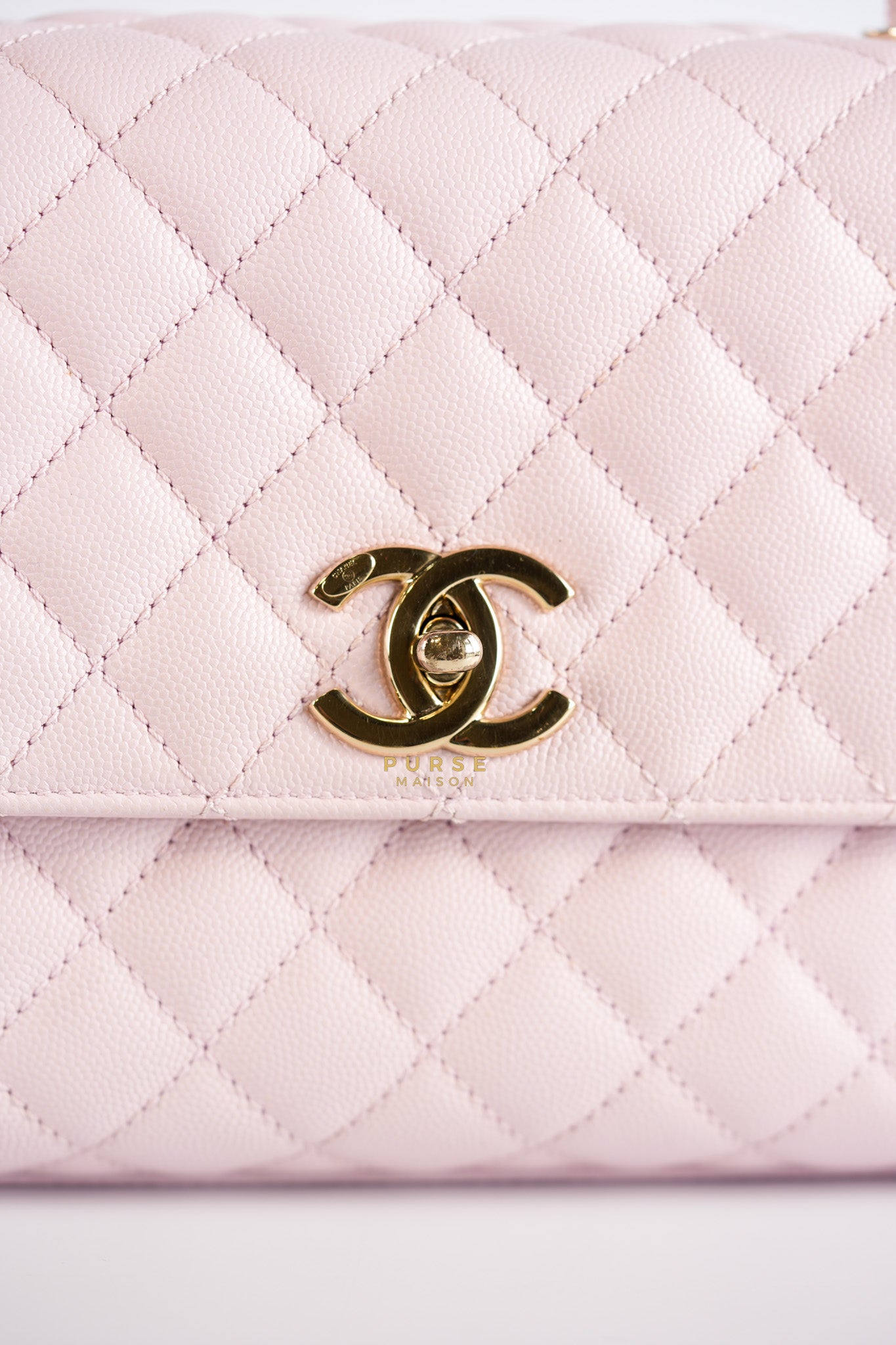 Coco Handle Medium Pink Caviar Leather (Microchip) | Purse Maison Luxury Bags Shop